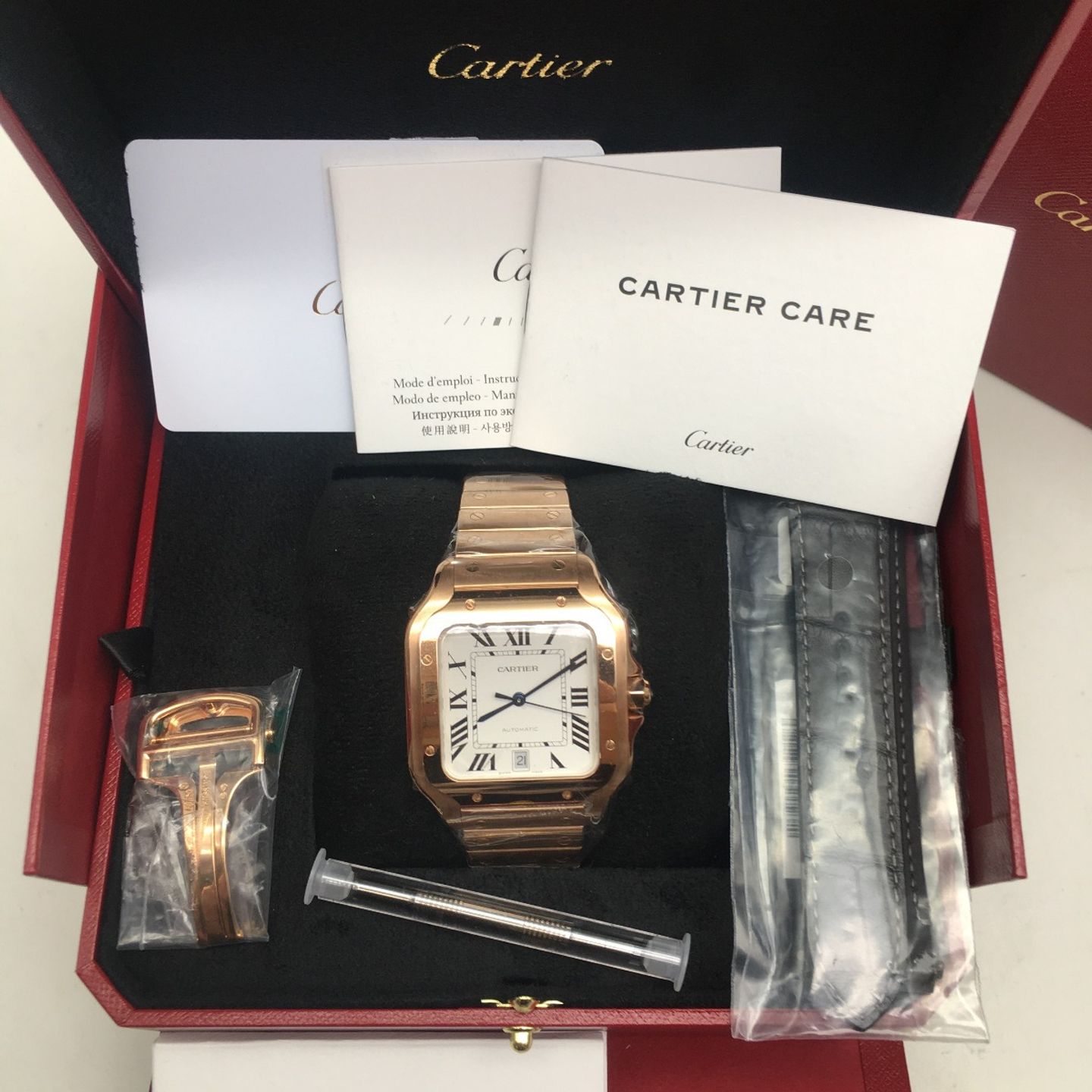 Cartier Santos WGSA0018 (2025) - Zilver wijzerplaat 40mm Roségoud (5/6)