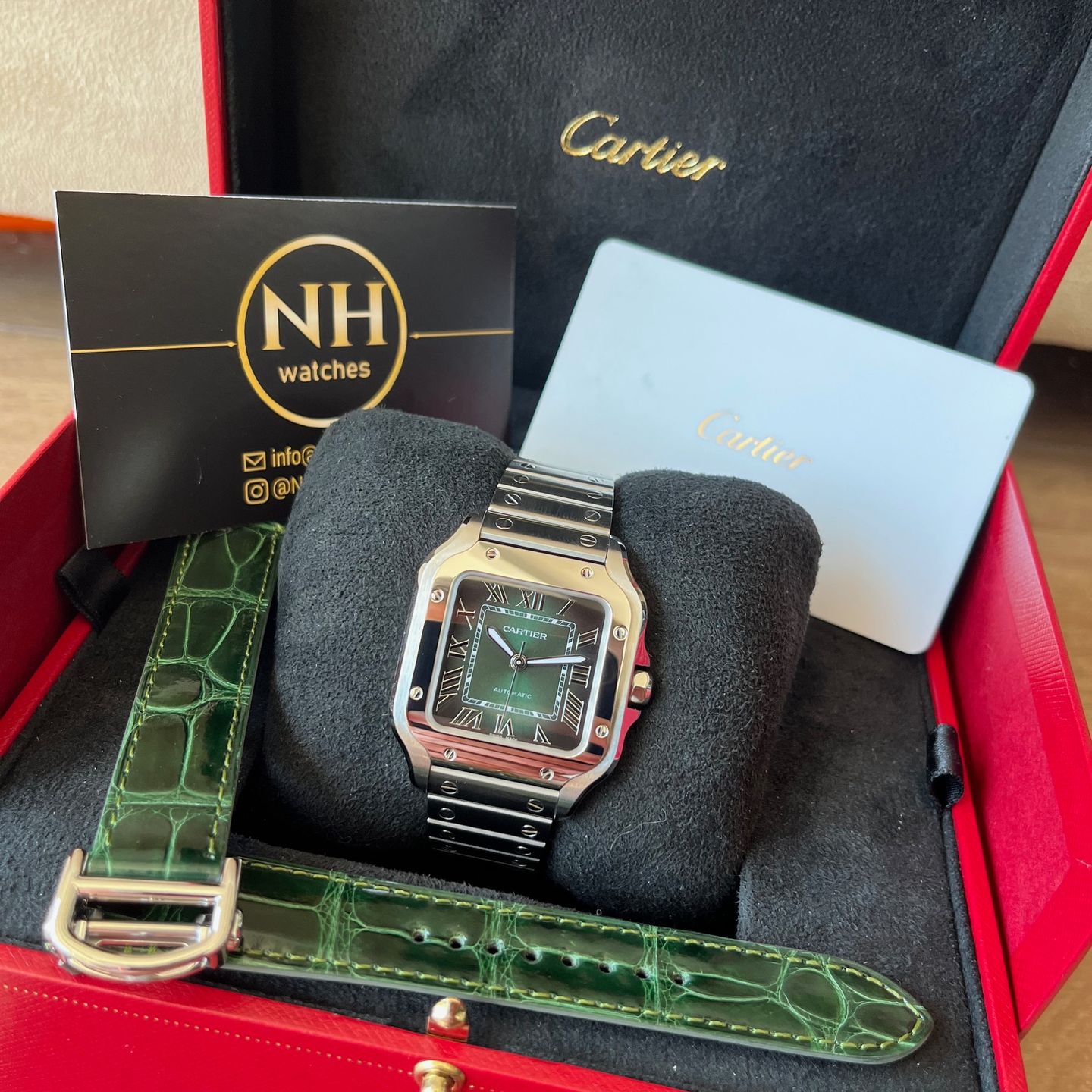 Cartier Santos WSSA0061 (2025) - Groen wijzerplaat 35mm Staal (8/8)