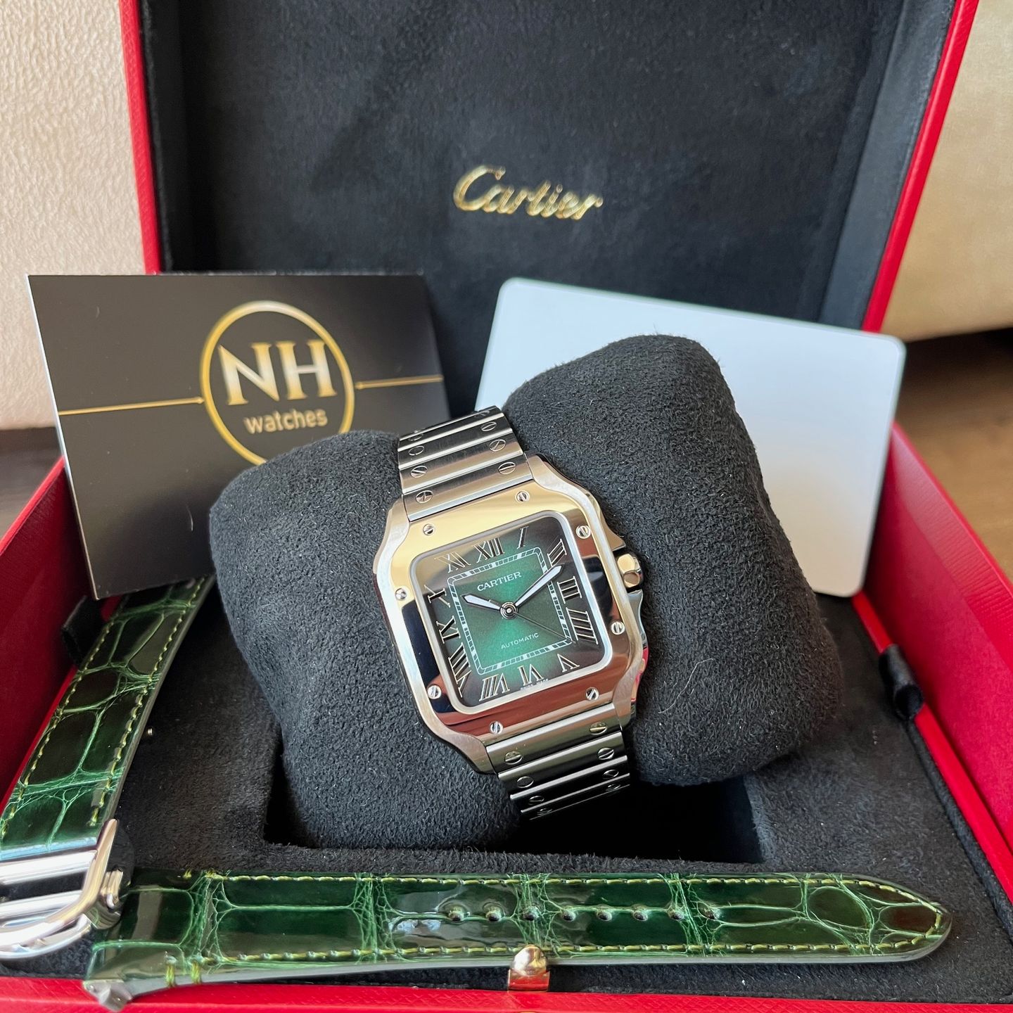Cartier Santos WSSA0061 (2025) - Groen wijzerplaat 35mm Staal (2/8)