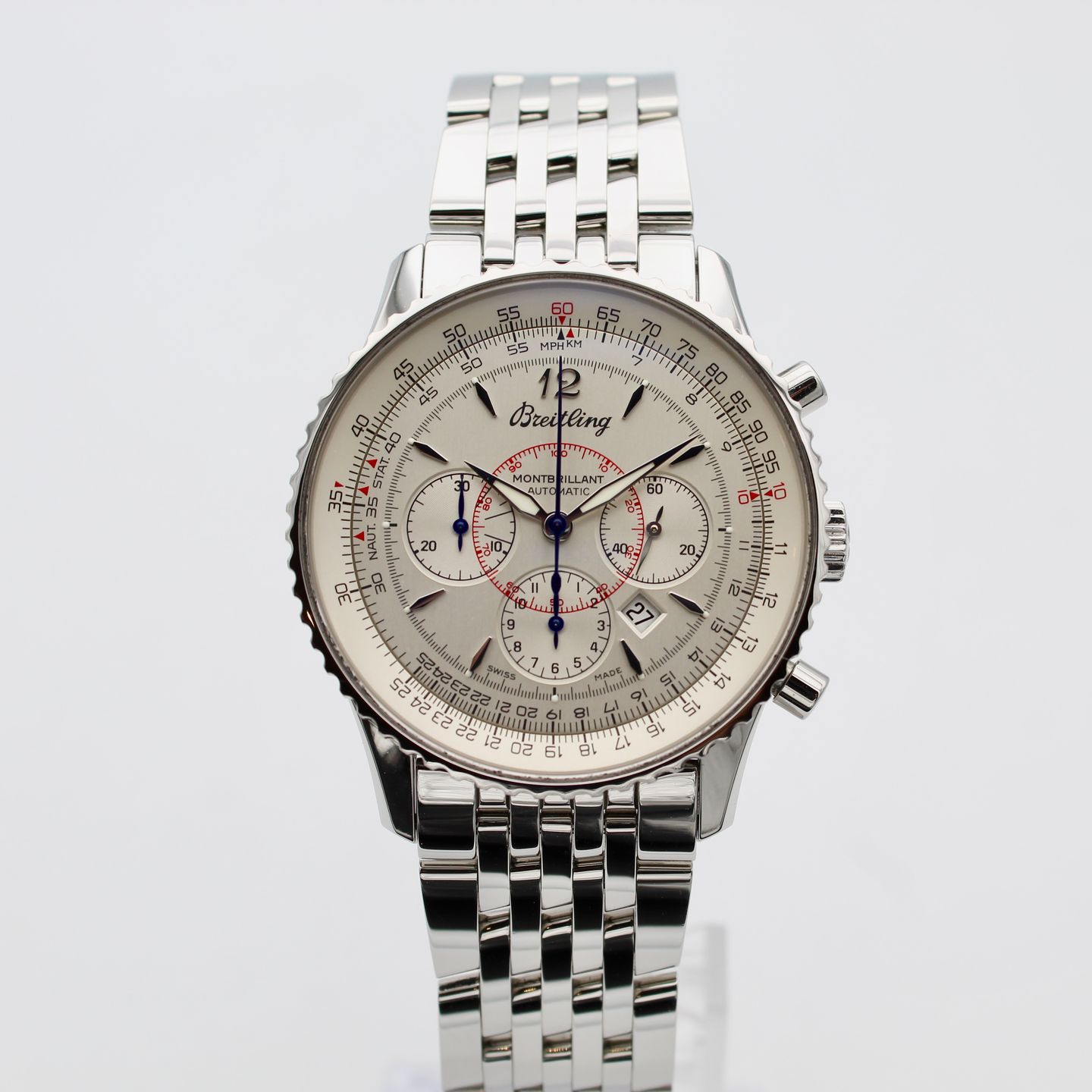 Breitling Montbrillant Datora A41370 (2019) - Silver dial 38 mm Steel case (1/8)