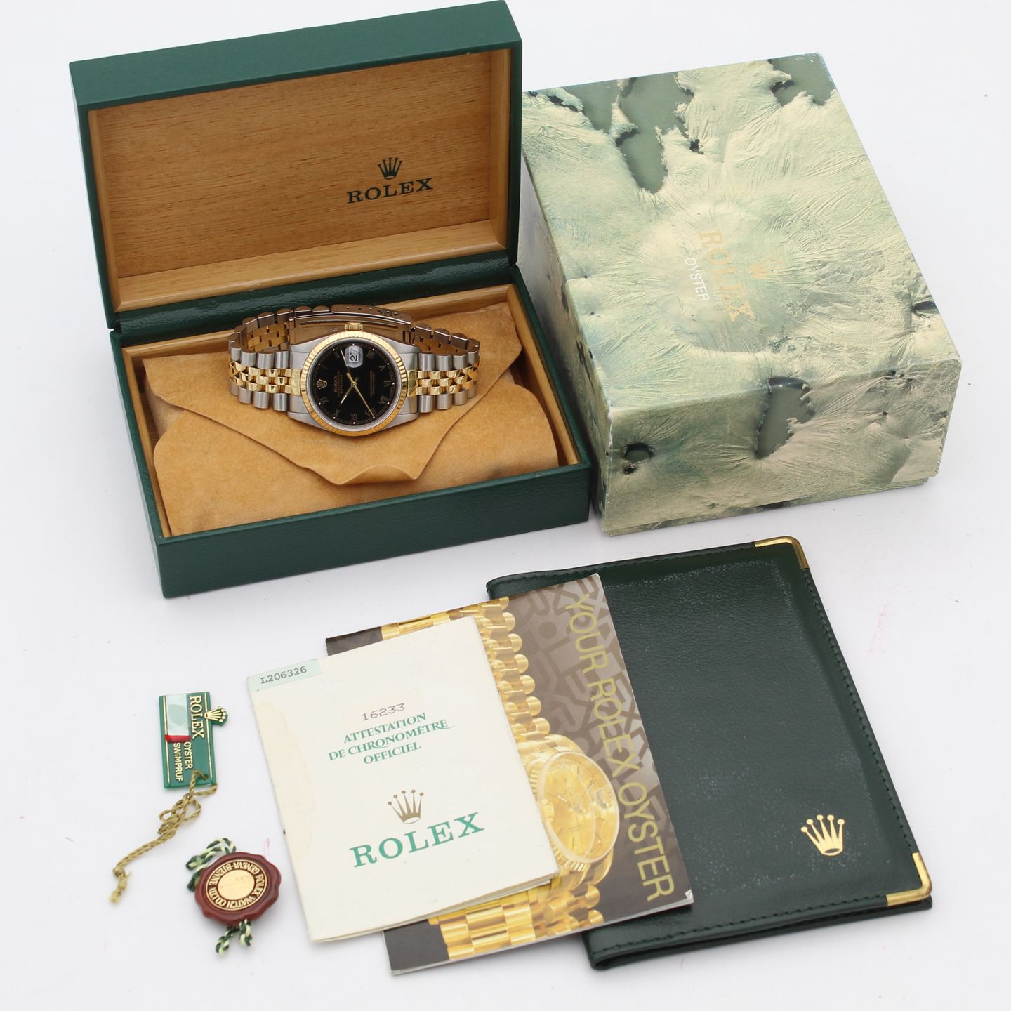 Rolex Datejust 36 16233 (1989) - Black dial 36 mm Gold/Steel case (8/8)