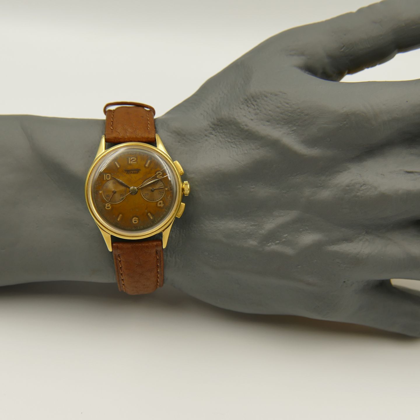 Tissot Vintage ref. 6212 chronograph cal. 27-41 Lemania CH27 vintage 40's (1940) - Bronze dial 35 mm Gold/Steel case (5/8)