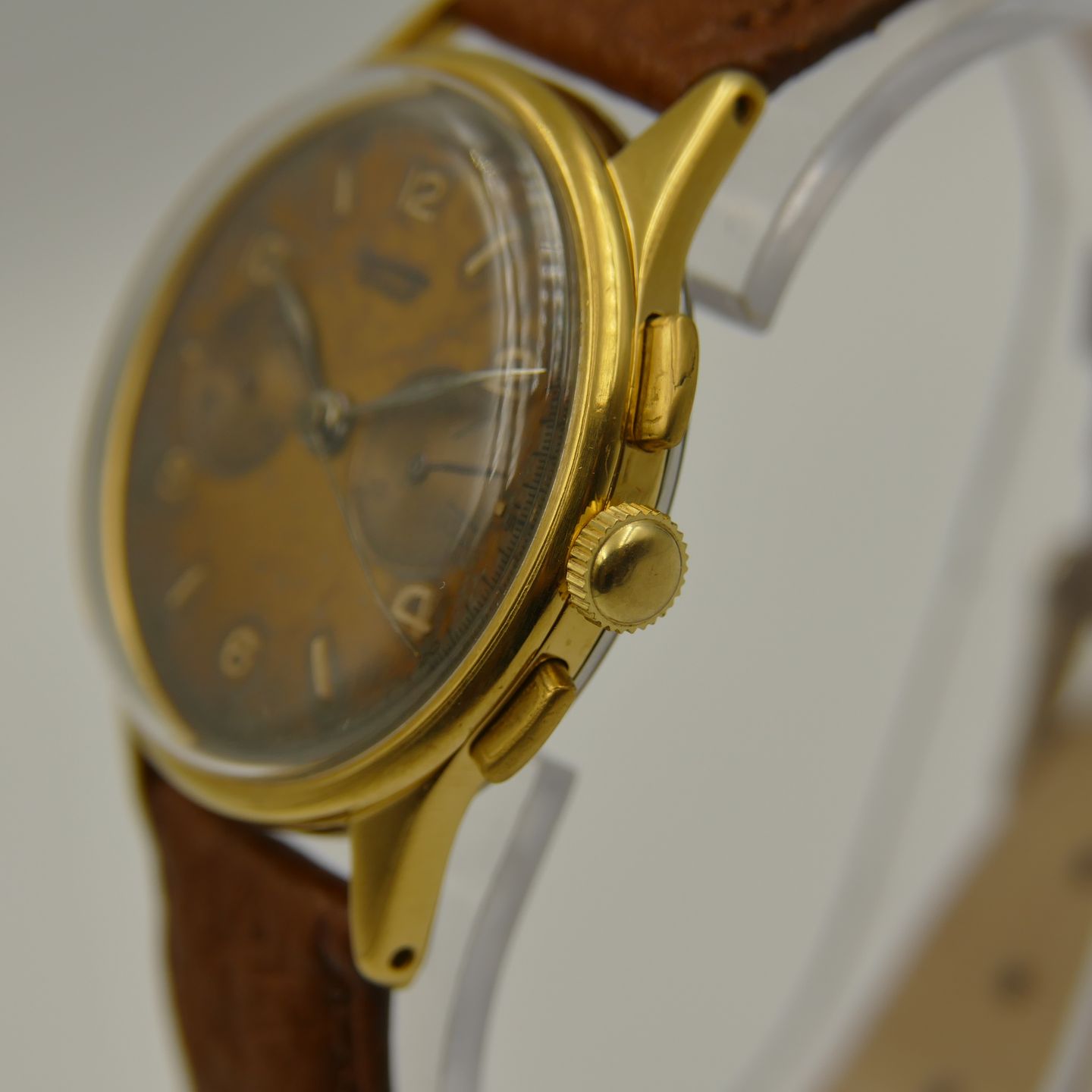 Tissot Vintage ref. 6212 chronograph cal. 27-41 Lemania CH27 vintage 40's (1940) - Bronze dial 35 mm Gold/Steel case (3/8)