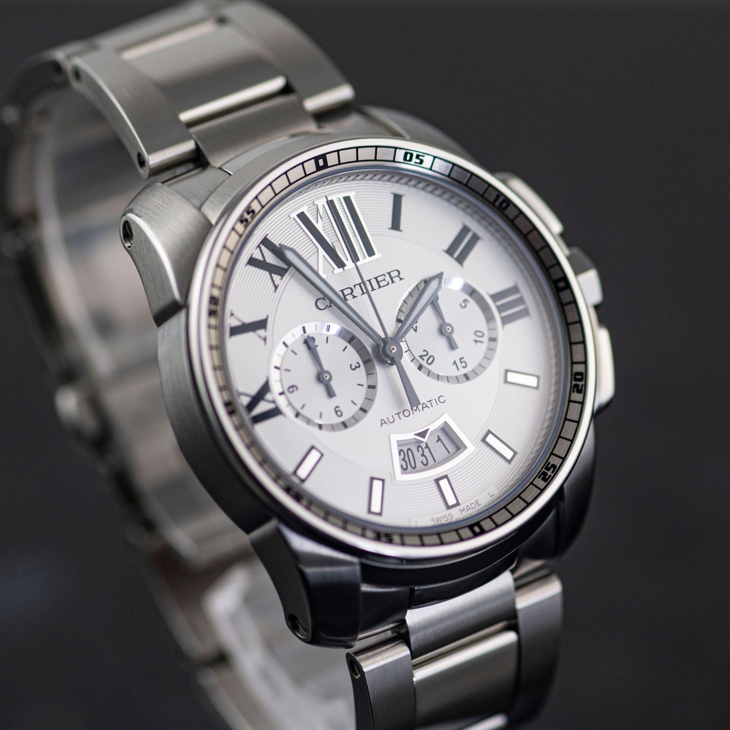 Cartier Calibre de Cartier Chronograph W7100045 (Unknown (random serial)) - Silver dial 42 mm Steel case (5/8)