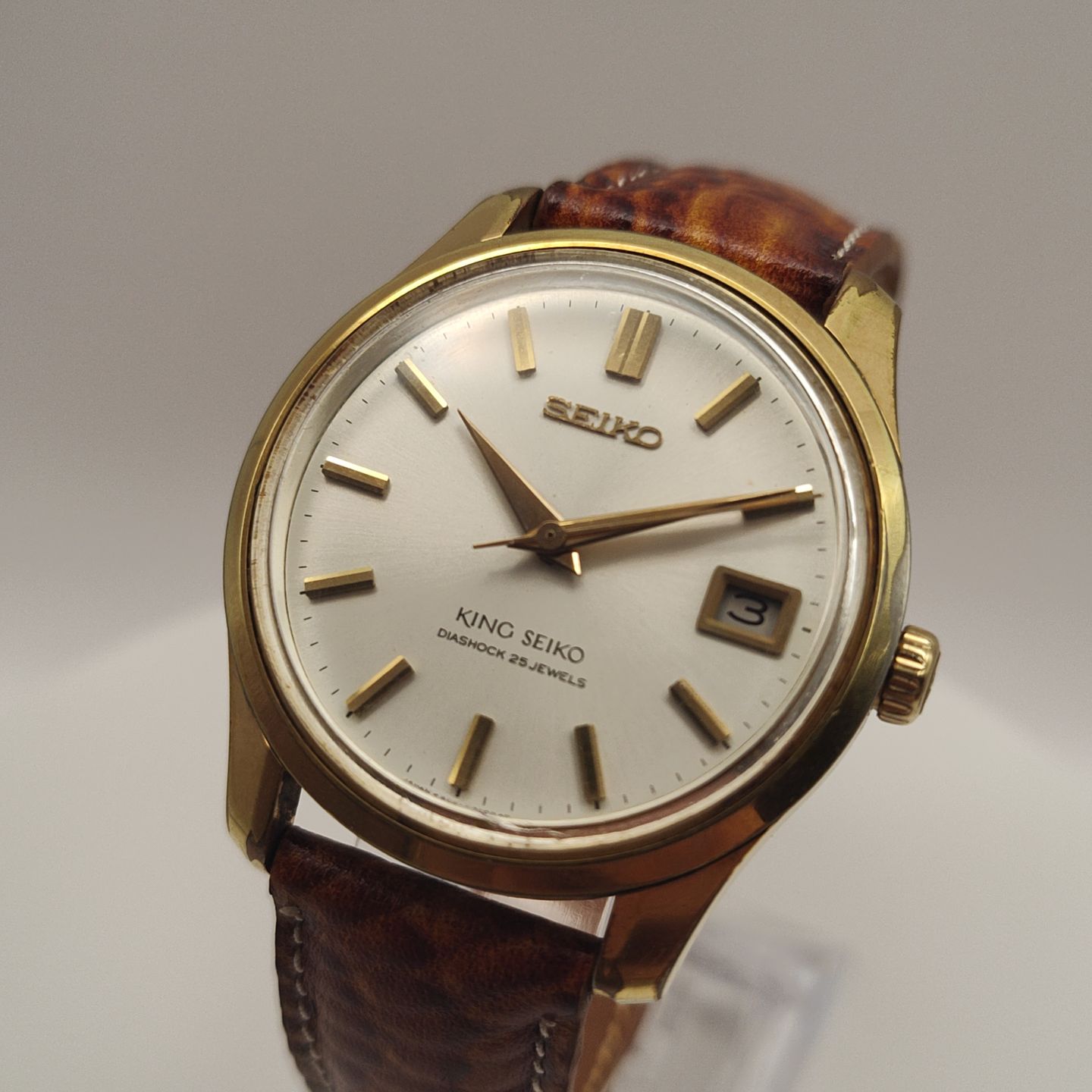 Seiko King Seiko "King Seiko" 4402-8000 Seiko Gold Plated Mechanical Vintage Circa 1974 Very rare (1974) - White dial 41 mm Steel case (1/8)