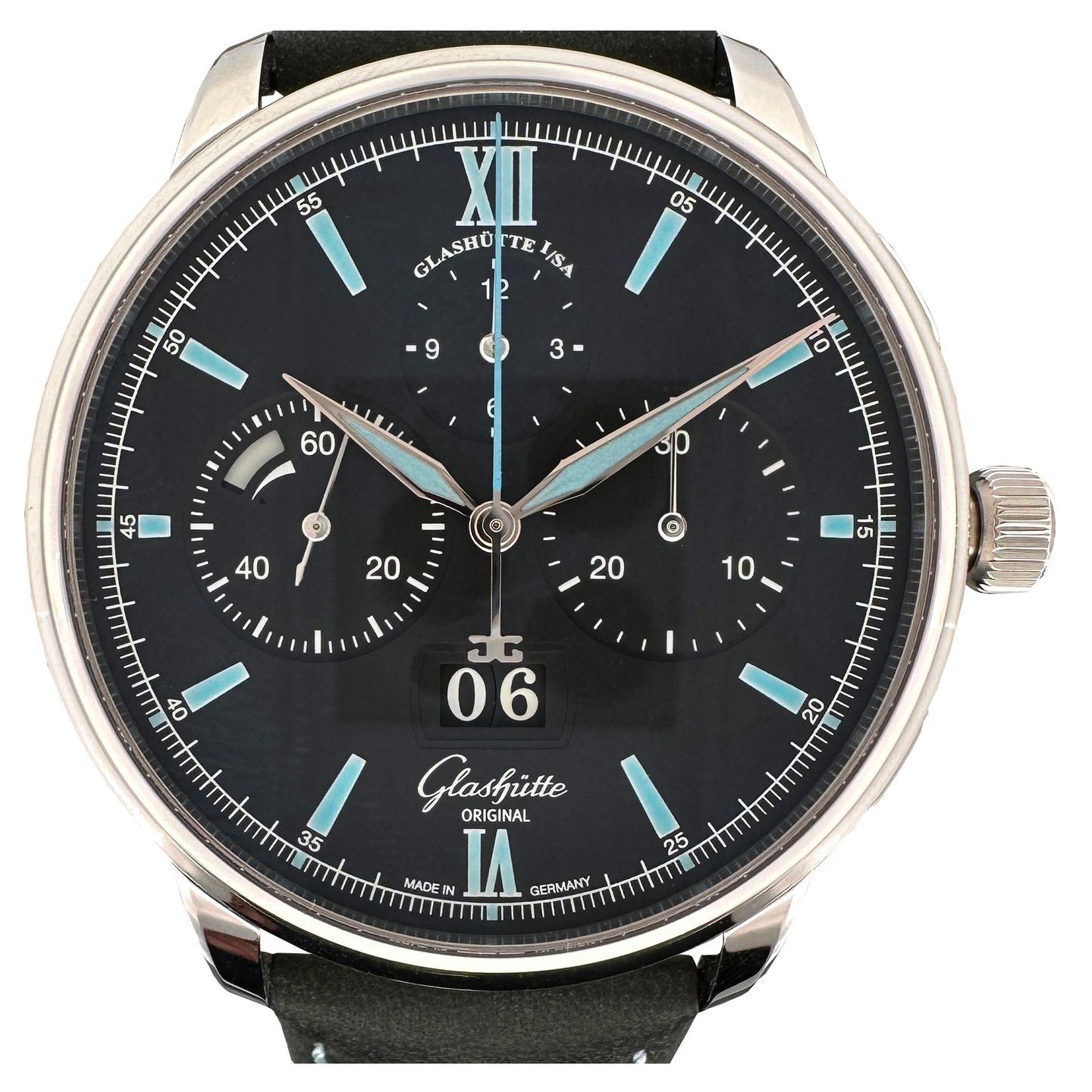 Glashütte Original Senator Chronograph Panorama Date 1-37-01-03-02-35 (2023) - Zwart wijzerplaat 42mm Staal (1/8)