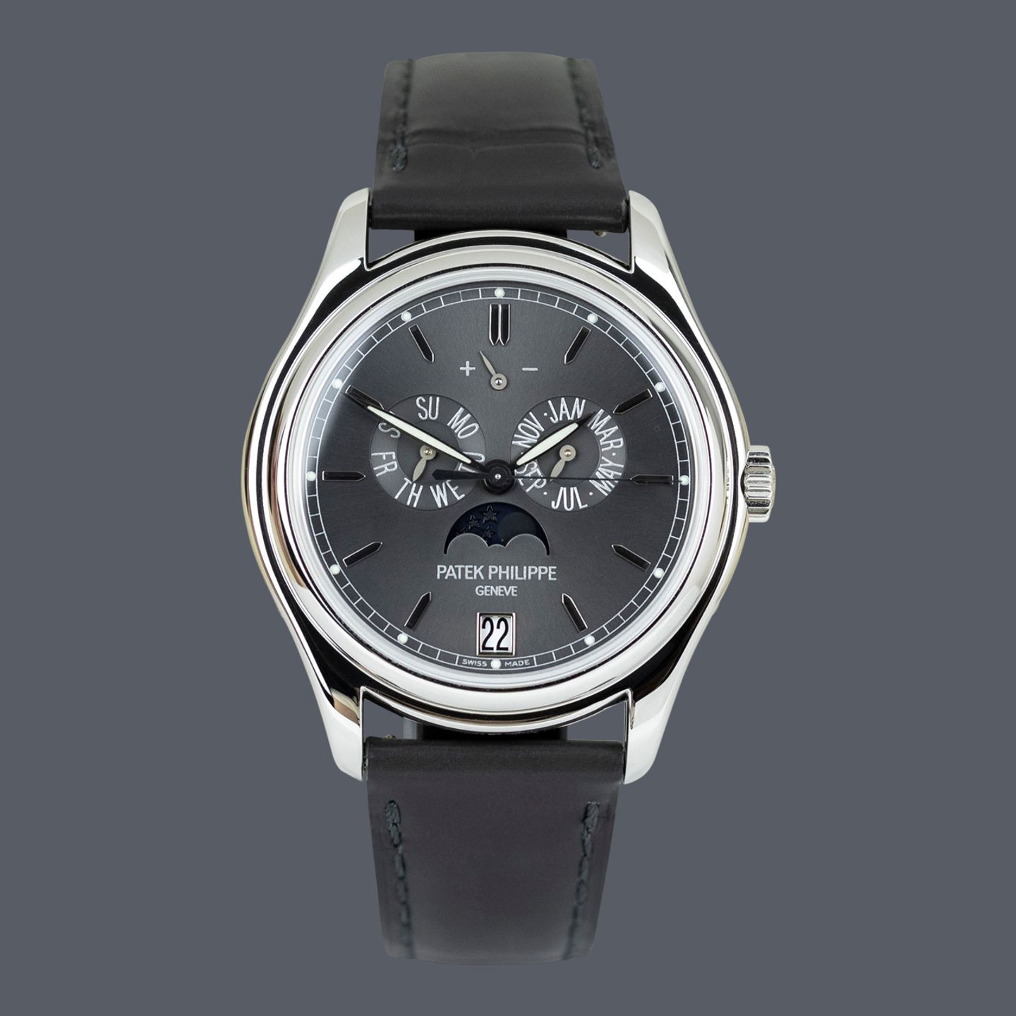 Patek Philippe Annual Calendar 5146P-001 (2007) - Grijs wijzerplaat 39mm Platina (1/1)