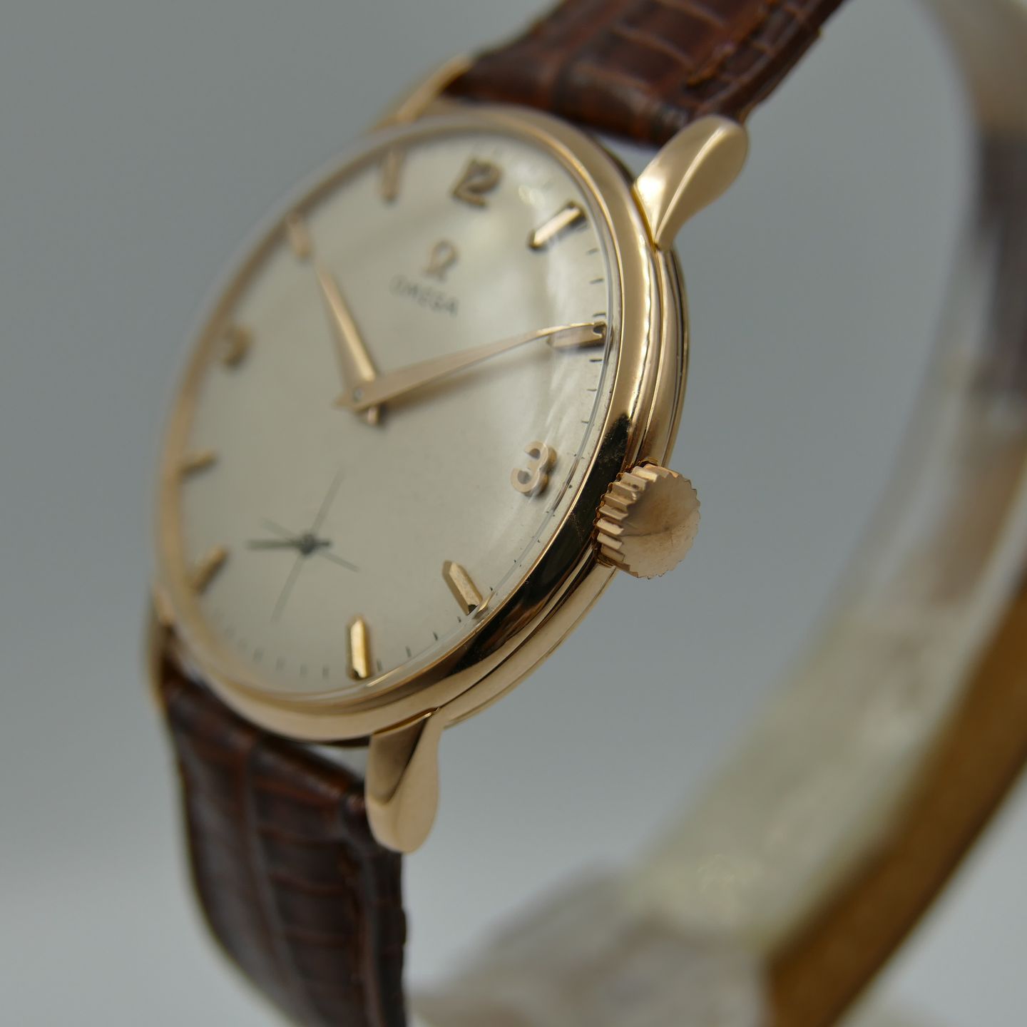 Omega Vintage 50's vintage watch mens Omega Trésor solid rose pink gold 18k ref. 2894 - (3/8)