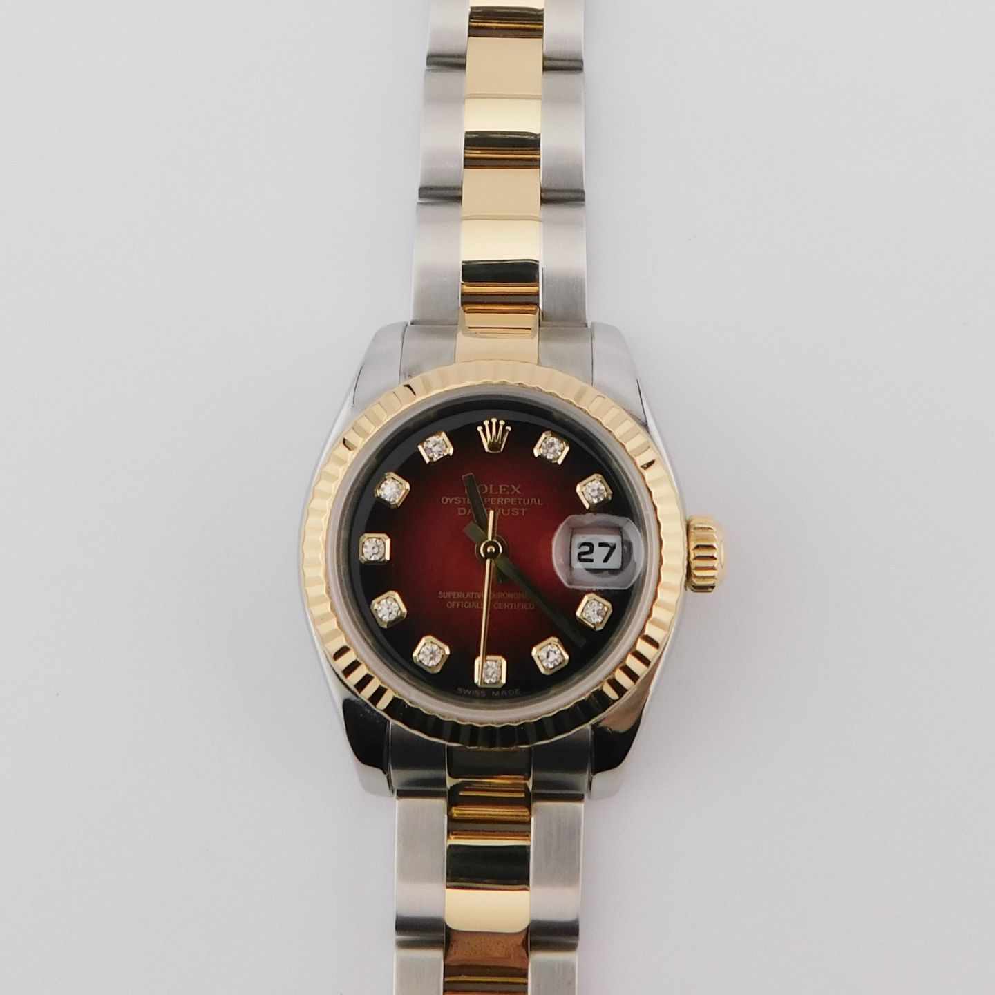 Rolex Lady-Datejust 179173 (2005) - Rood wijzerplaat 26mm Goud/Staal (2/4)