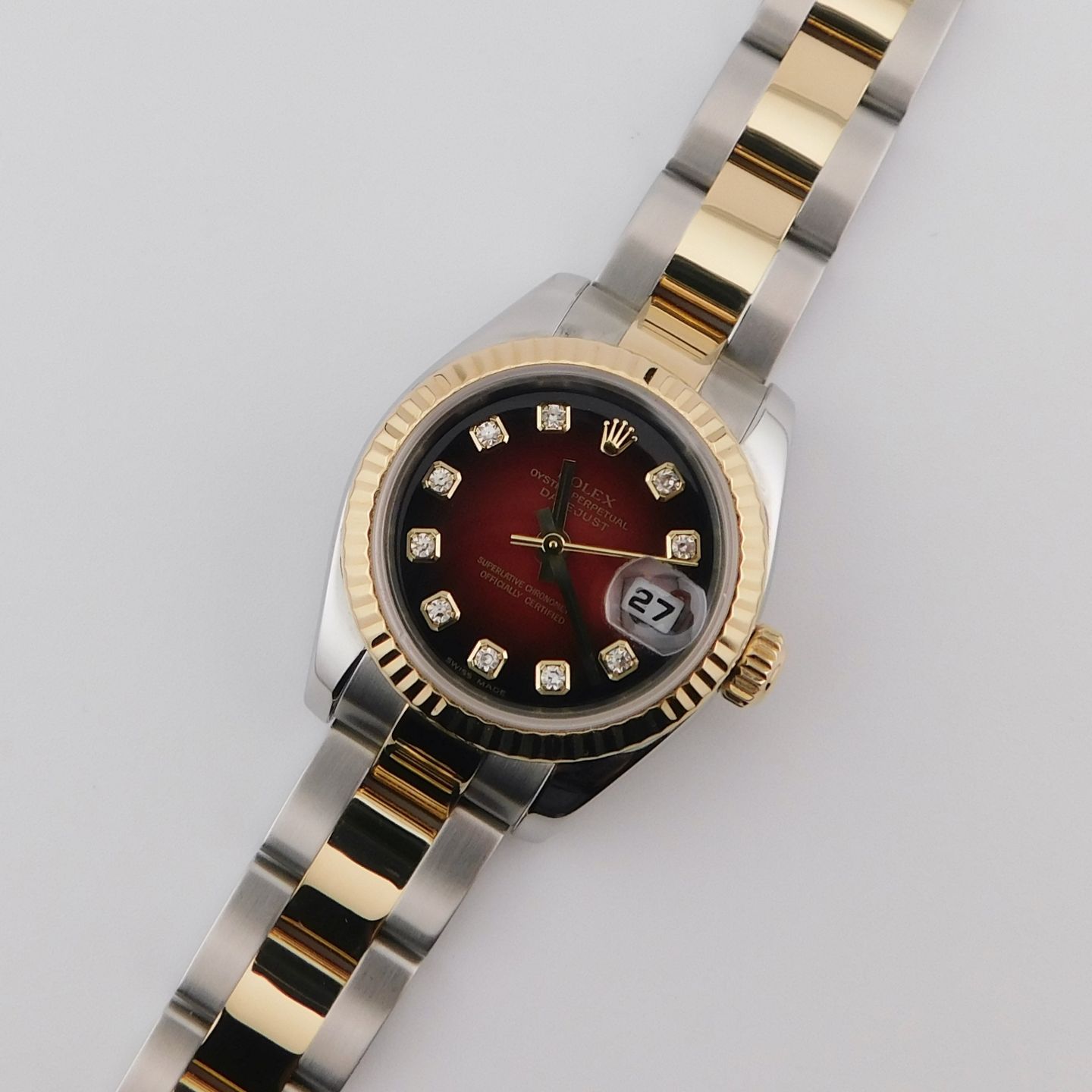 Rolex Lady-Datejust 179173 (2005) - Rood wijzerplaat 26mm Goud/Staal (1/4)