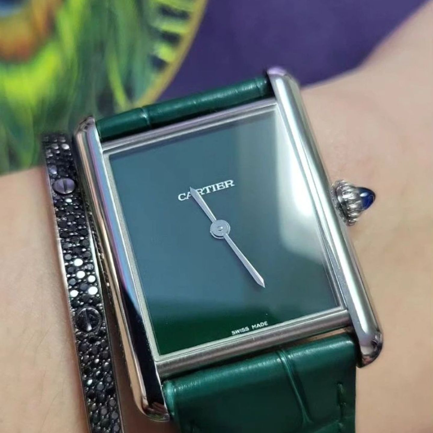 Cartier Tank WSTA0115 (2025) - Green dial 26 mm Steel case (3/3)