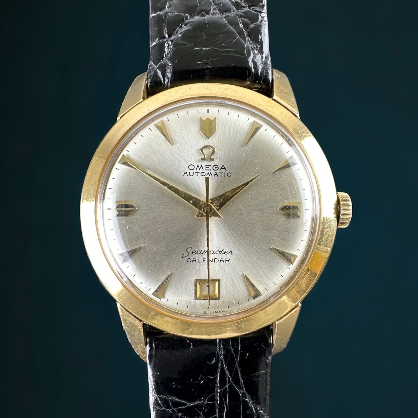 Omega Seamaster 2627 SC (1950) - White dial 34 mm Yellow Gold case (1/8)