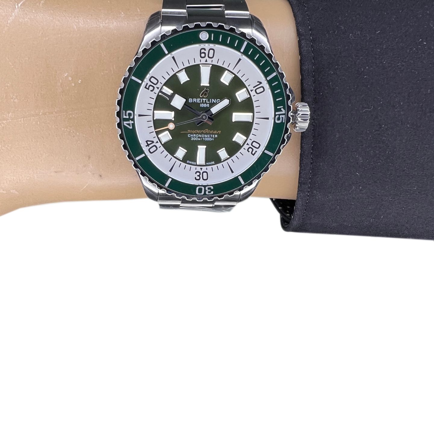 Breitling Superocean 44 A17376A31L1A1 (2024) - Groen wijzerplaat 44mm Staal (8/8)