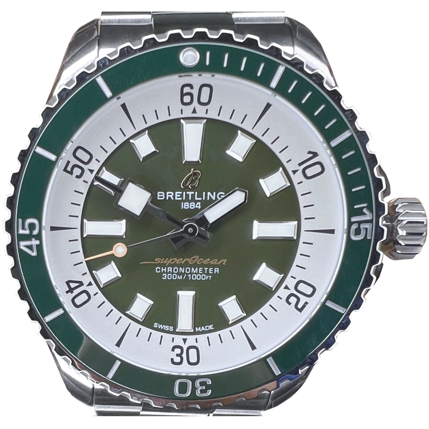 Breitling Superocean 44 A17376A31L1A1 (2024) - Groen wijzerplaat 44mm Staal (1/8)