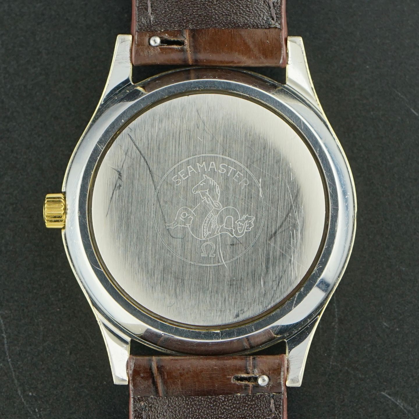 Omega Seamaster 166.128 (1974) - Bruin wijzerplaat 38mm Goud/Staal (3/8)