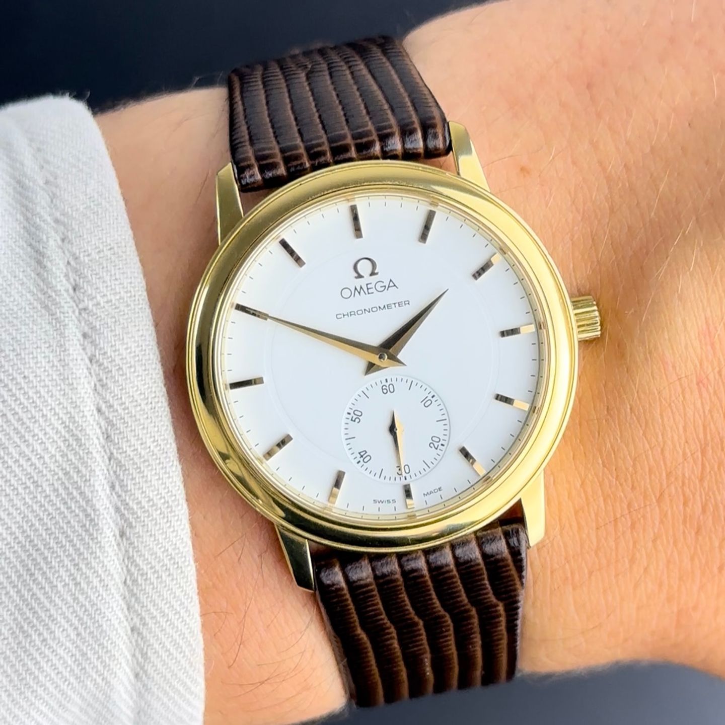 Omega De Ville Prestige 4620.31 (2000) - Wit wijzerplaat 34mm Geelgoud (2/8)