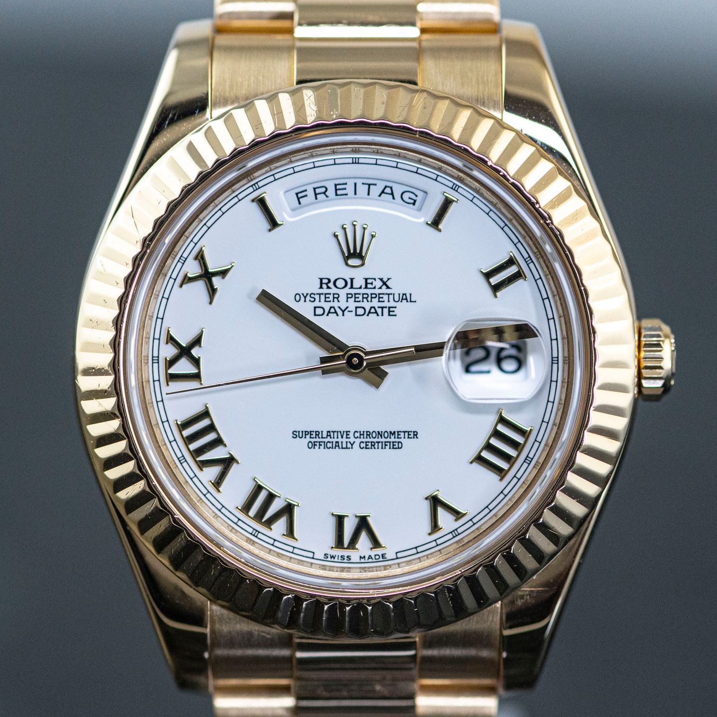 Rolex Day-Date II 218238 (2011) - White dial 41 mm Yellow Gold case (5/8)