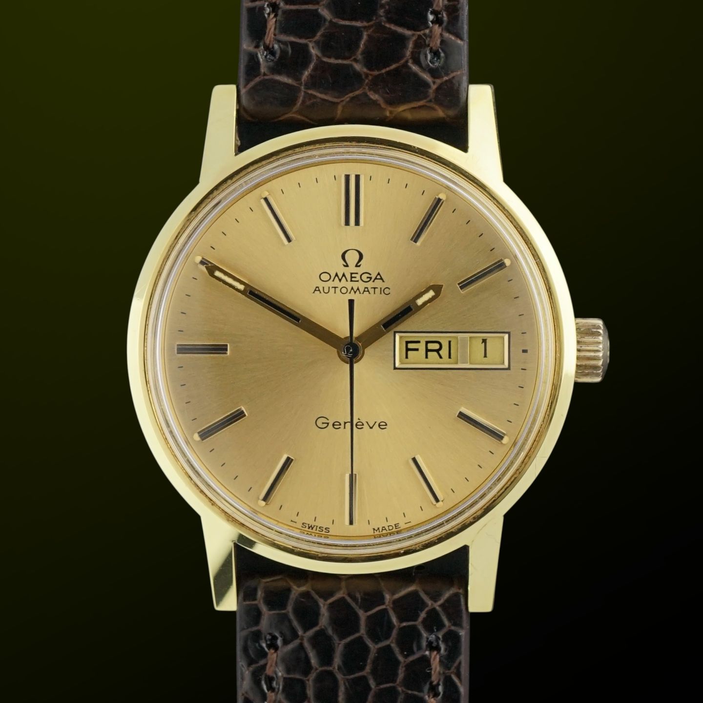 Omega Genève 166.0117 (1972) - Gold dial 35 mm Gold/Steel case (1/8)