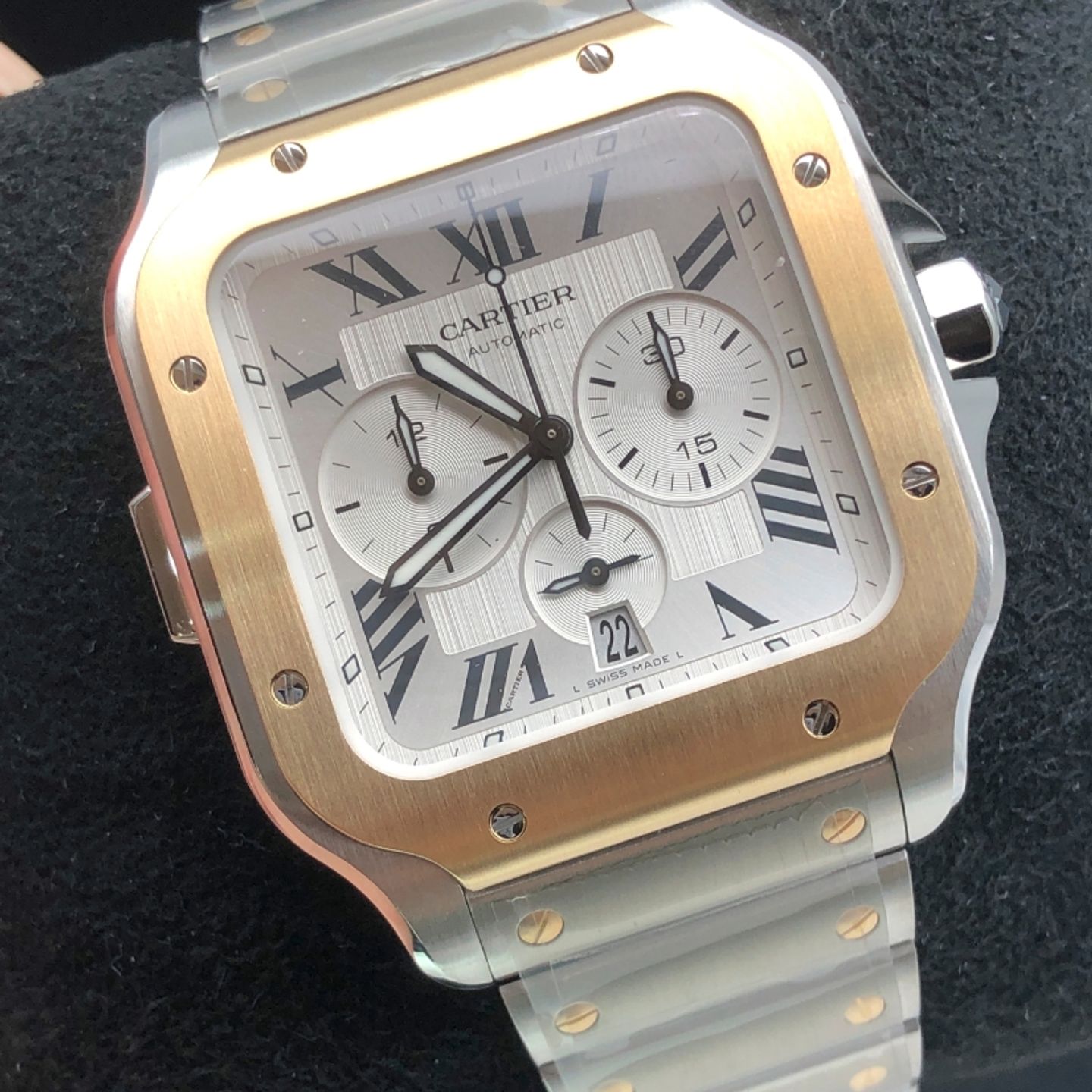 Cartier Santos W2SA0008 (2023) - Silver dial 45 mm Gold/Steel case (5/8)