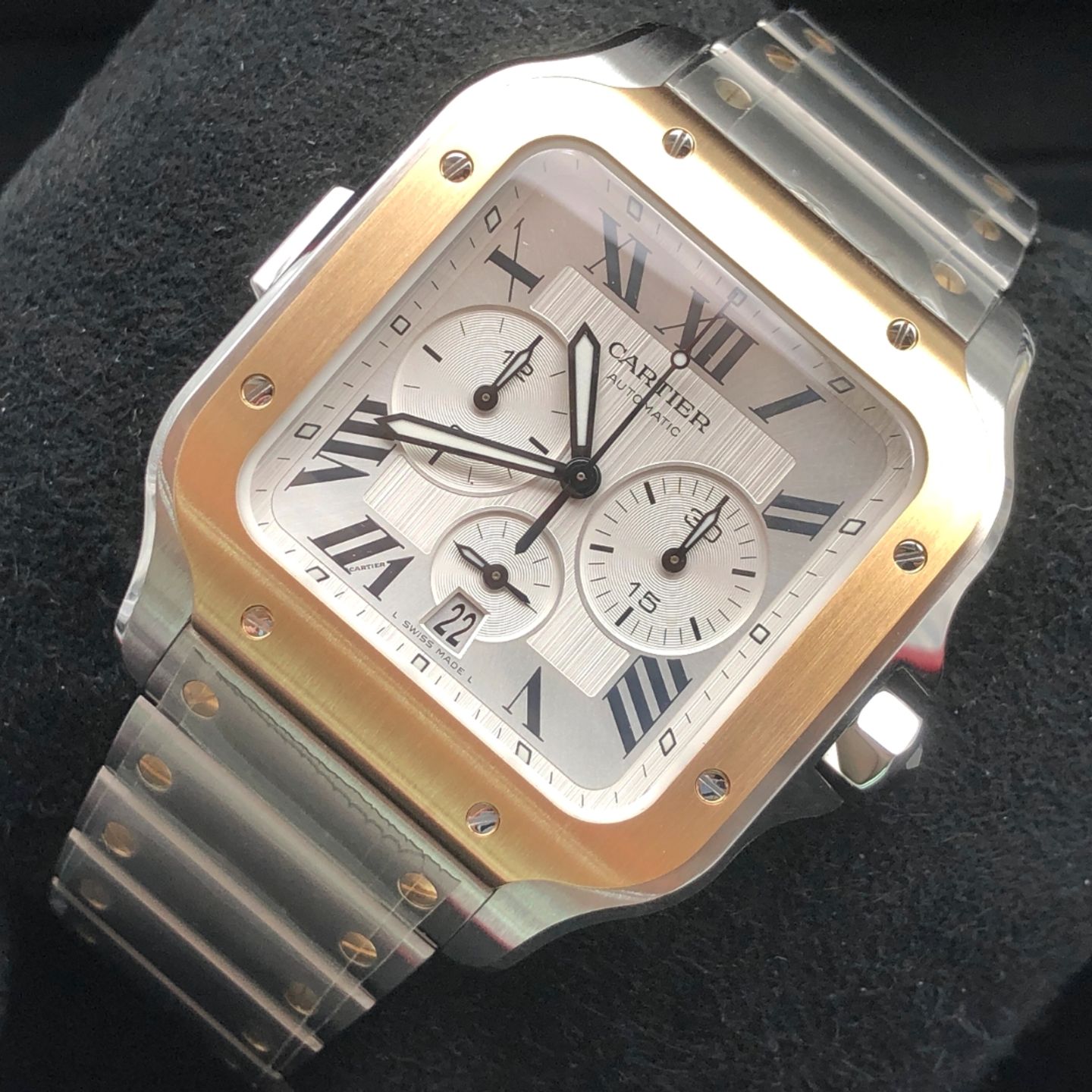 Cartier Santos W2SA0008 (2023) - Zilver wijzerplaat 45mm Goud/Staal (4/8)