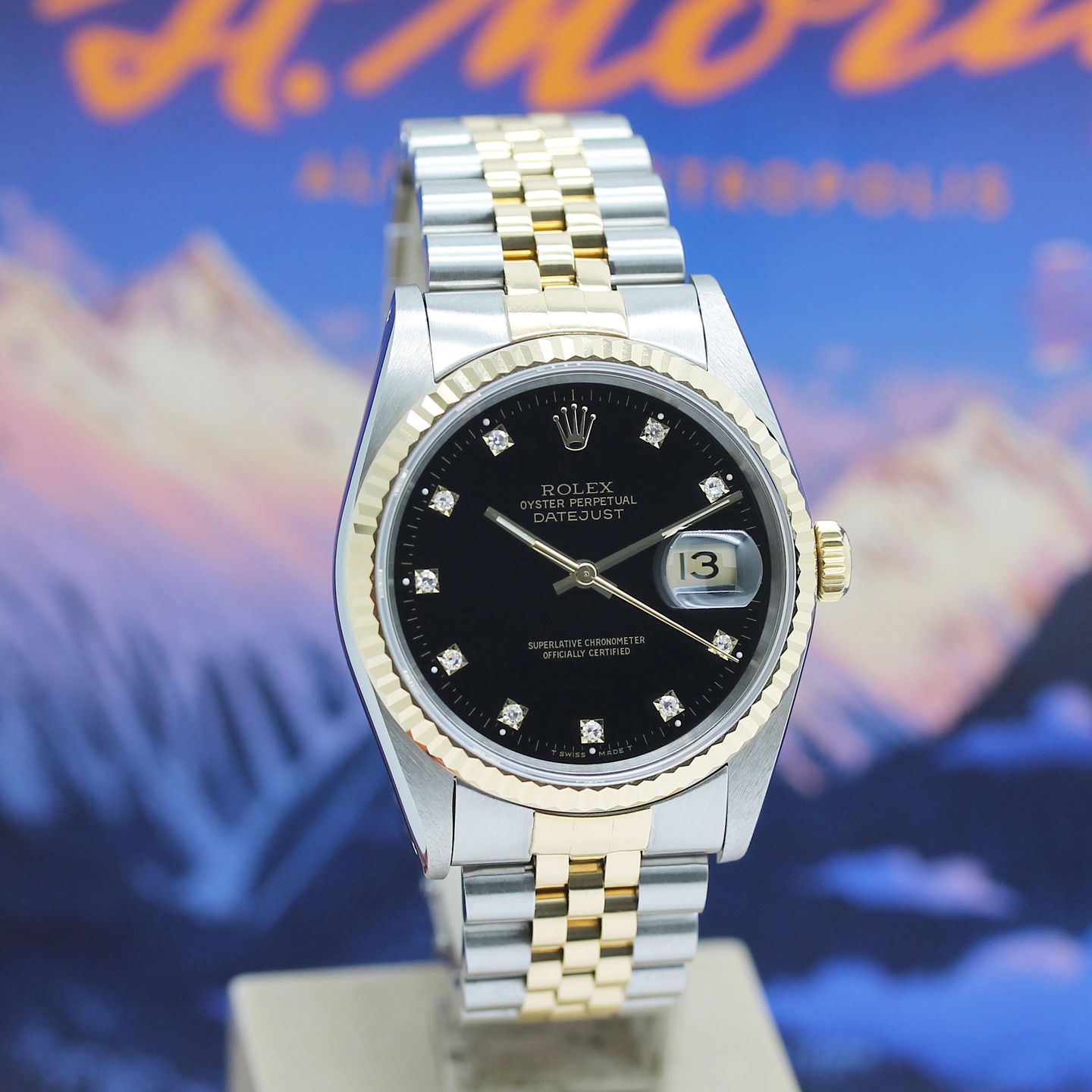 Rolex Datejust 36 16233 (1992) - Black dial 36 mm Gold/Steel case (7/8)