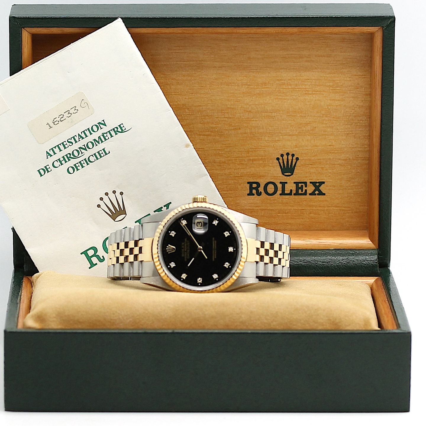 Rolex Datejust 36 16233 (1992) - Black dial 36 mm Gold/Steel case (5/8)