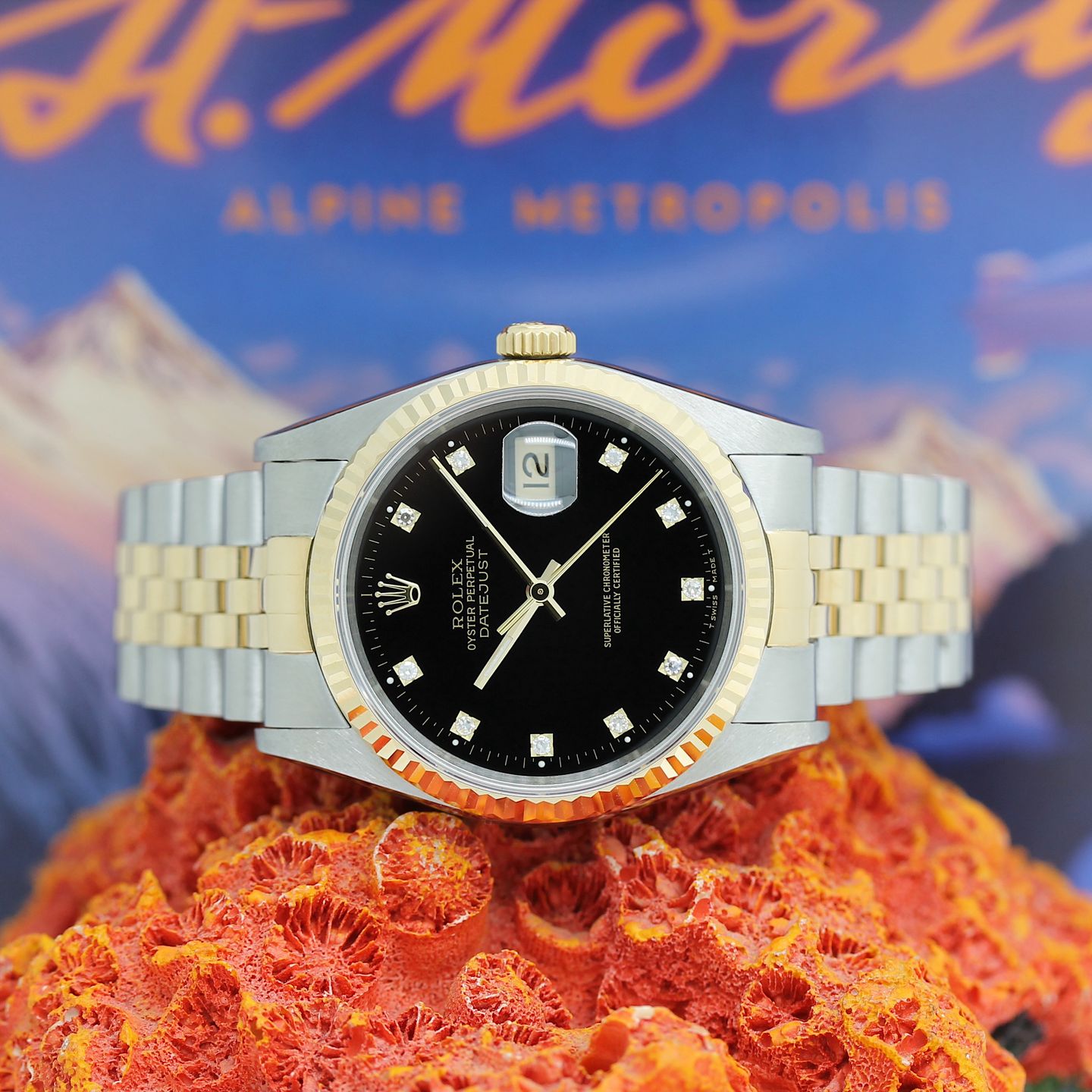 Rolex Datejust 36 16233 (1992) - Black dial 36 mm Gold/Steel case (2/8)