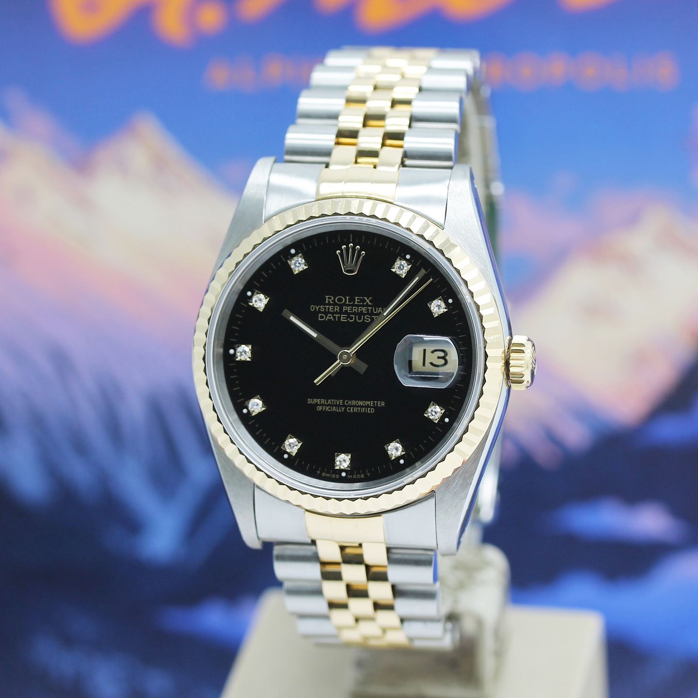 Rolex Datejust 36 16233 (1992) - Black dial 36 mm Gold/Steel case (8/8)