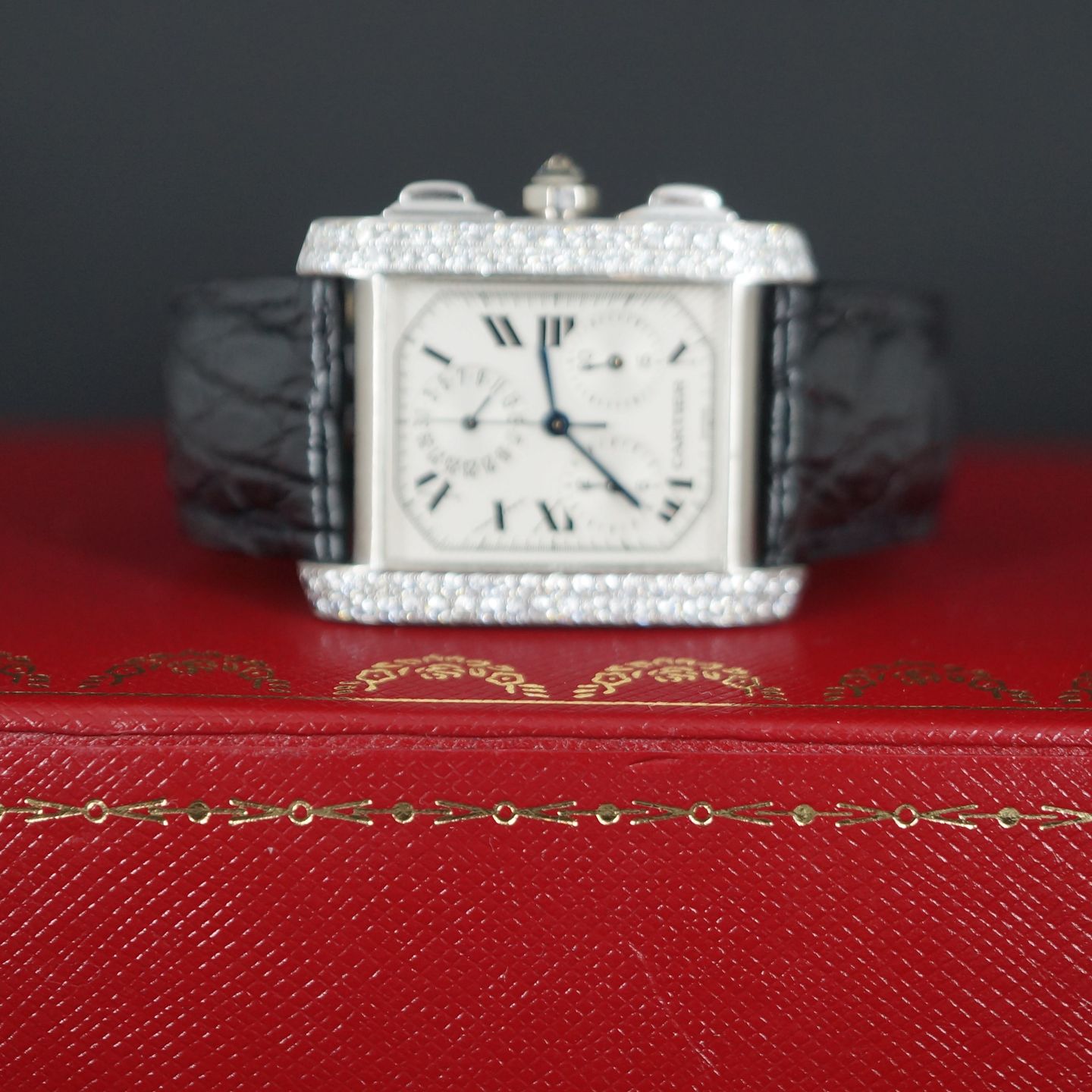 Cartier Tank Française 2367 (2000) - Zwart wijzerplaat 40mm Staal (2/6)