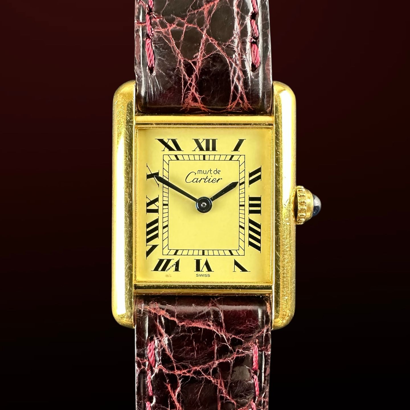 Cartier Tank 5057001 (1990) - Champagne dial 20 mm Gold/Steel case (1/8)