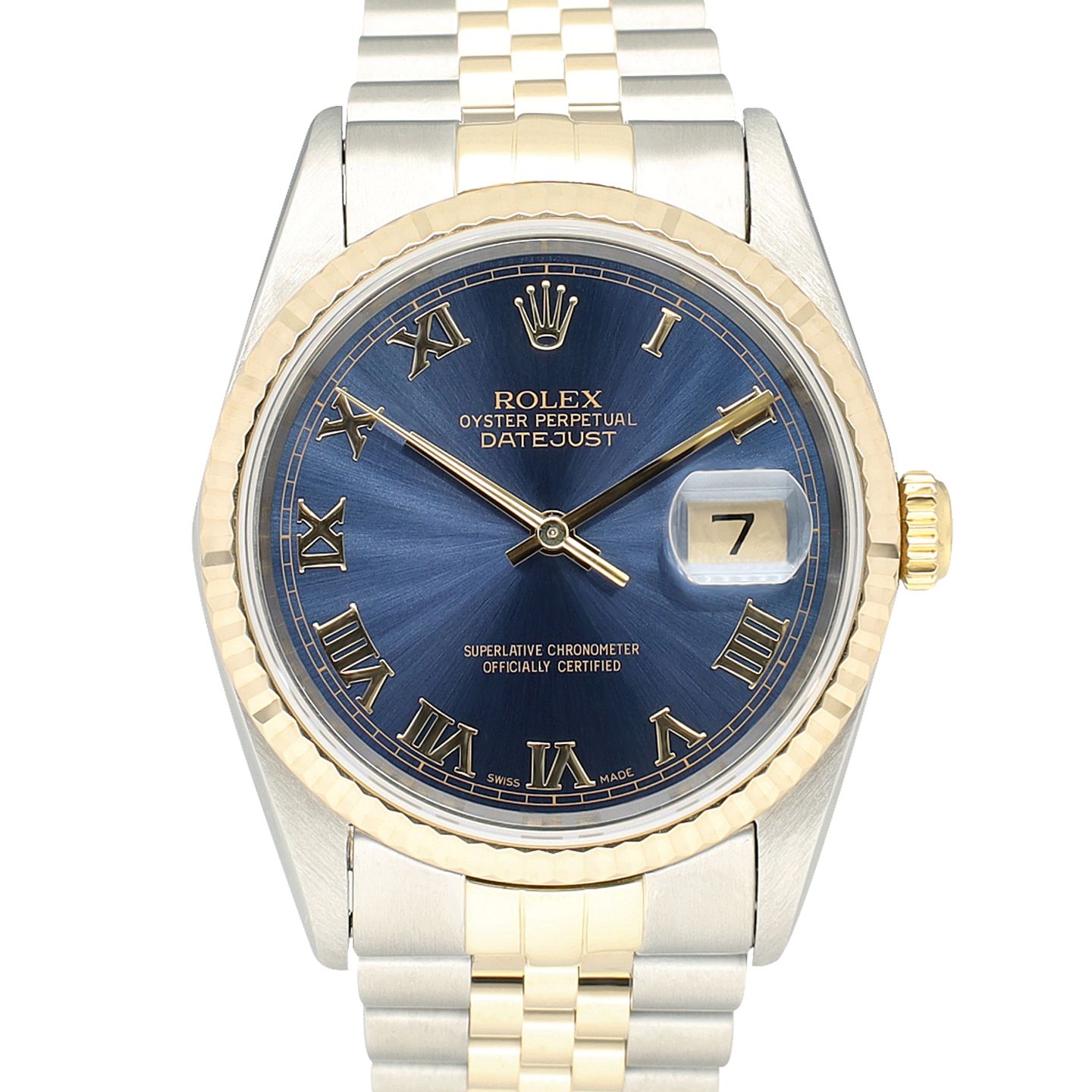 Rolex Datejust 36 16233 (1996) - Blauw wijzerplaat 36mm Goud/Staal (2/8)