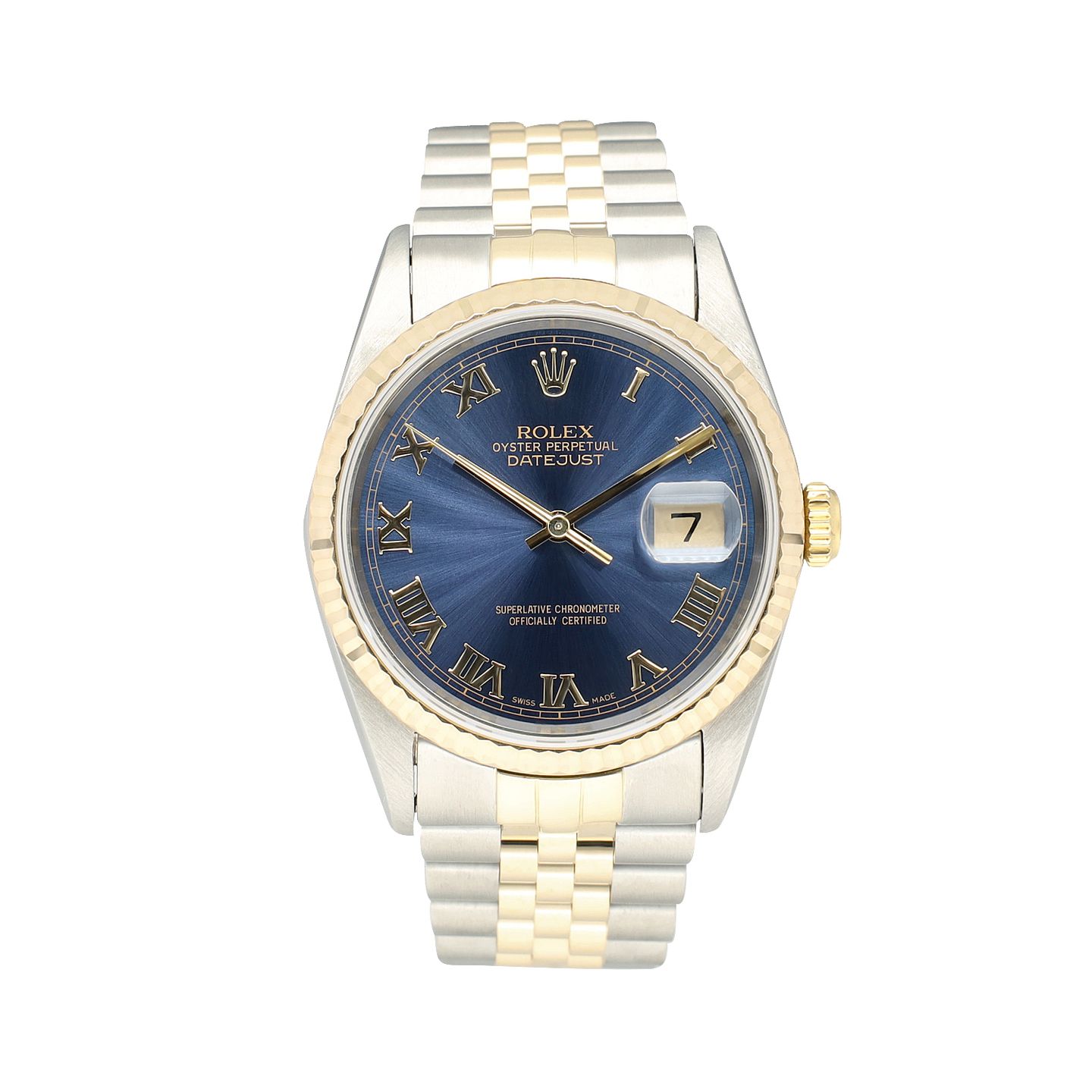 Rolex Datejust 36 16233 (1996) - Blue dial 36 mm Gold/Steel case (3/8)
