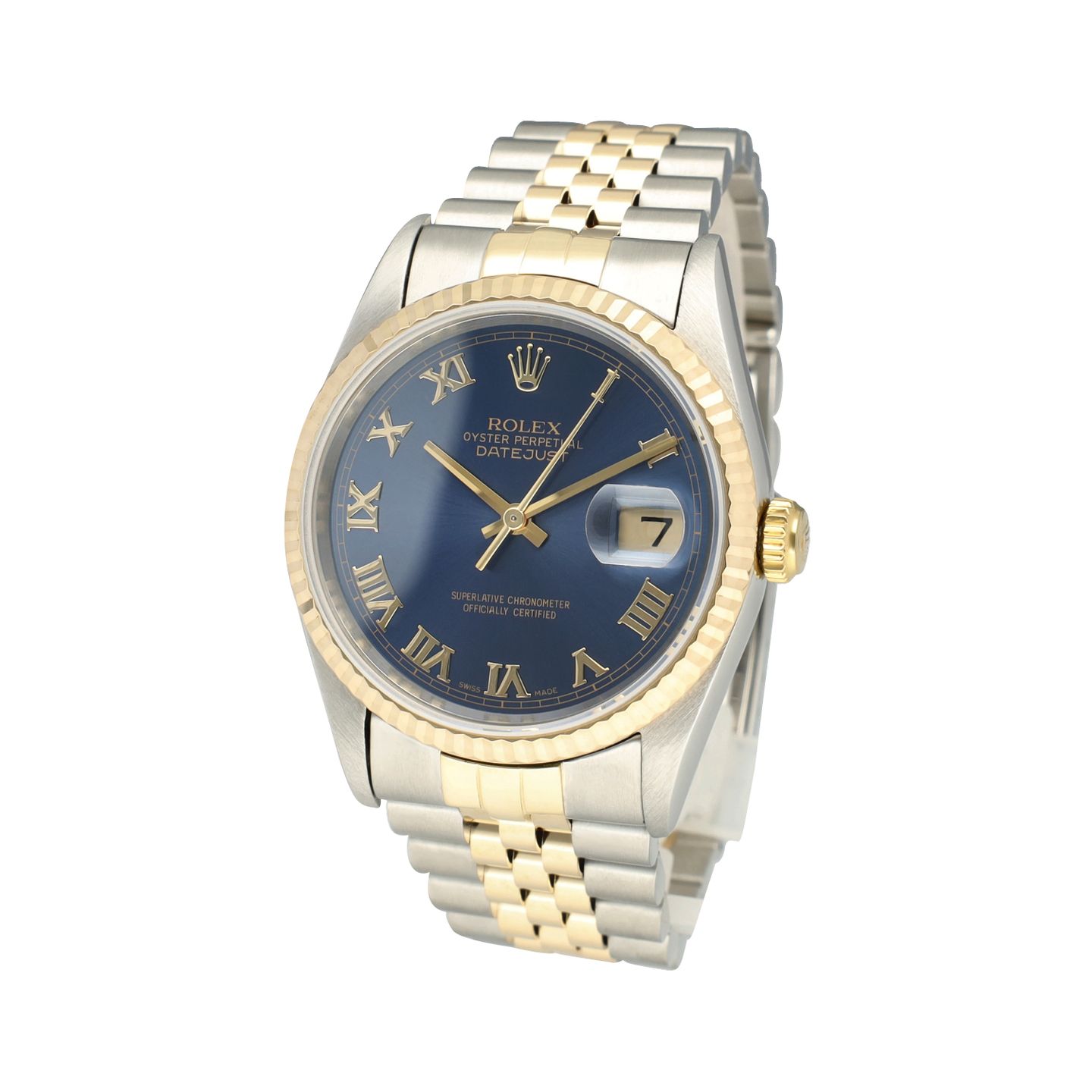 Rolex Datejust 36 16233 (1996) - Blue dial 36 mm Gold/Steel case (4/8)