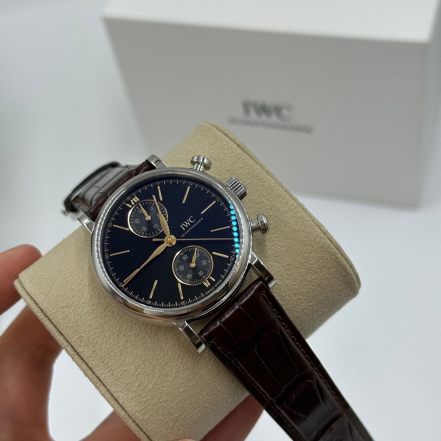 IWC Portofino Chronograph IW391404 (2023) - Zwart wijzerplaat 39mm Staal (5/8)