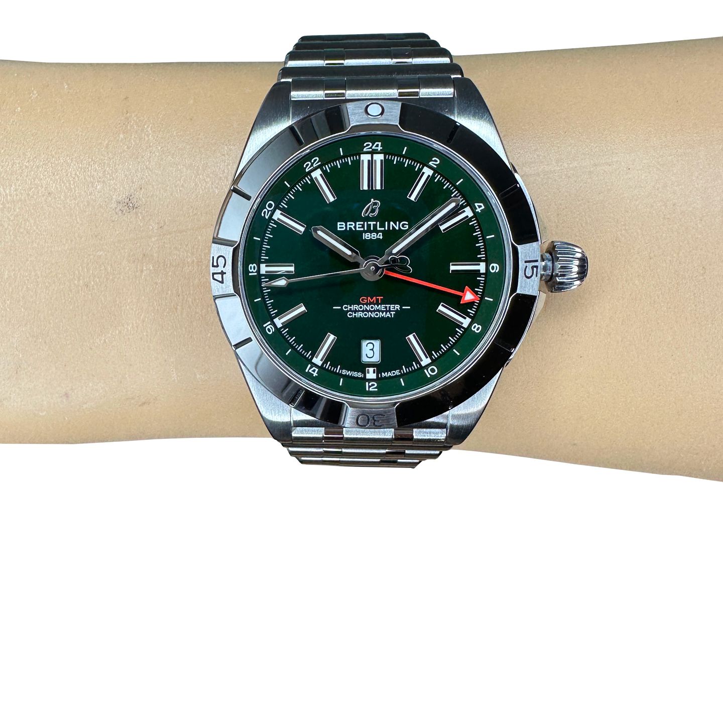 Breitling Chronomat GMT A32398101L1A1 (2024) - Groen wijzerplaat 40mm Staal (2/8)