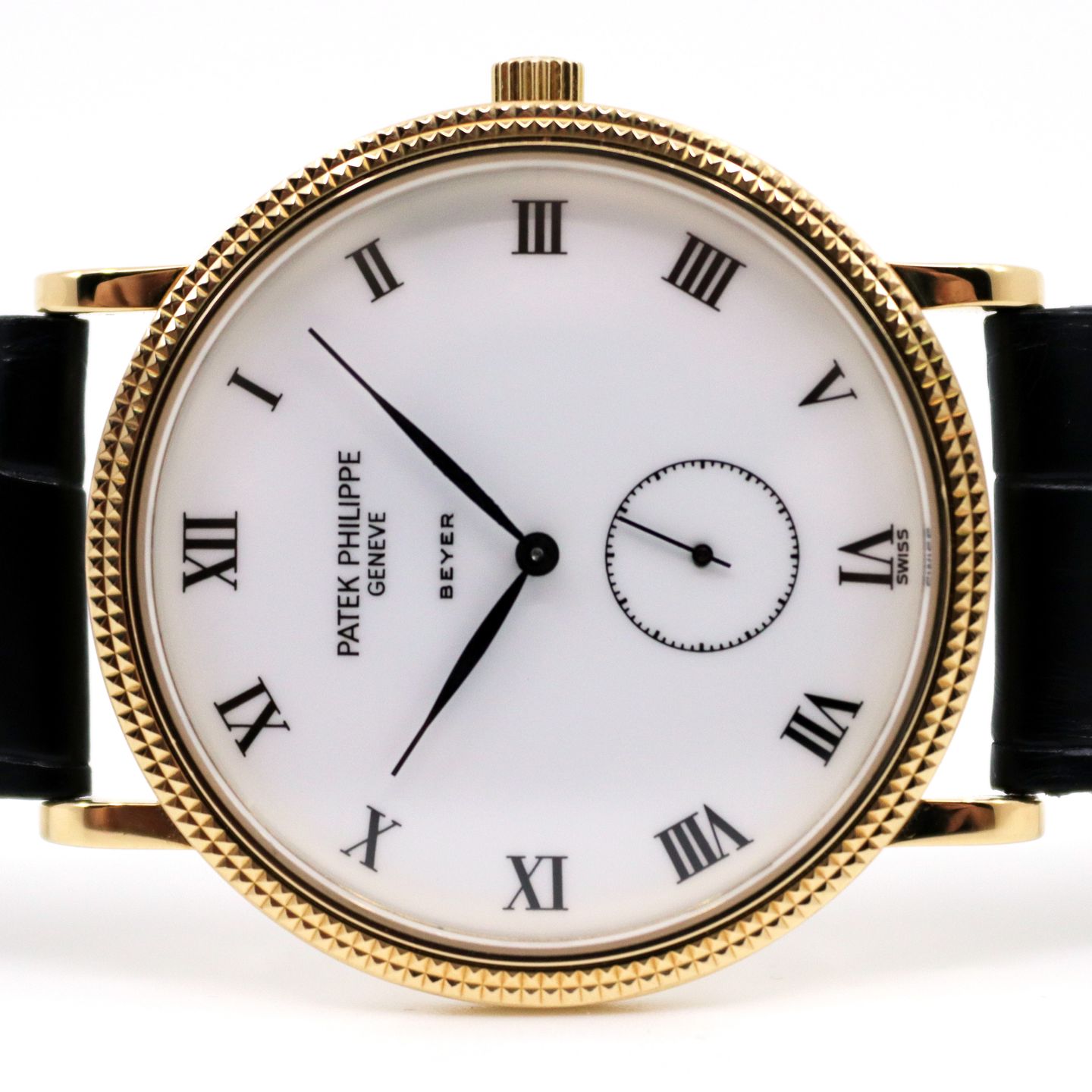 Patek Philippe Calatrava 3919J (1986) - White dial 33 mm Yellow Gold case (1/8)