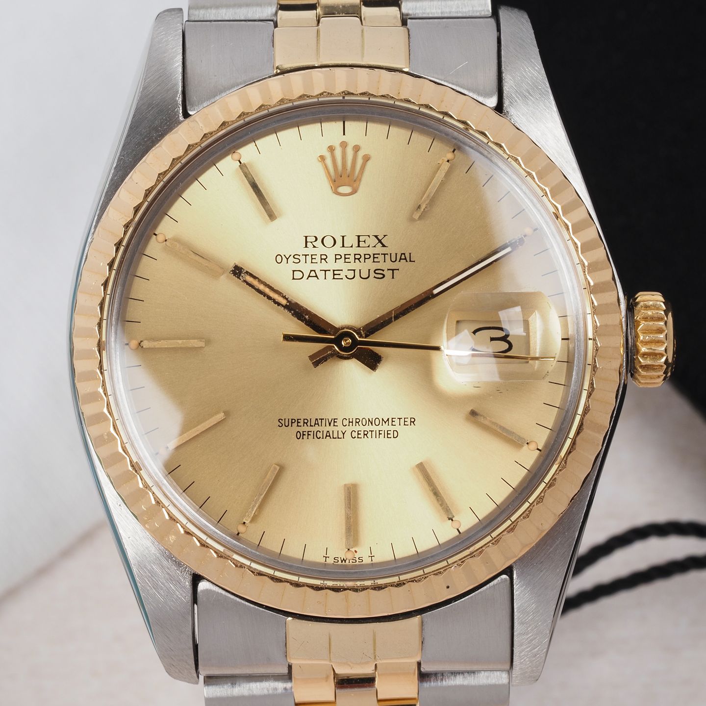 Rolex Datejust 36 16013 (1984) - Champagne wijzerplaat 36mm Goud/Staal (7/8)