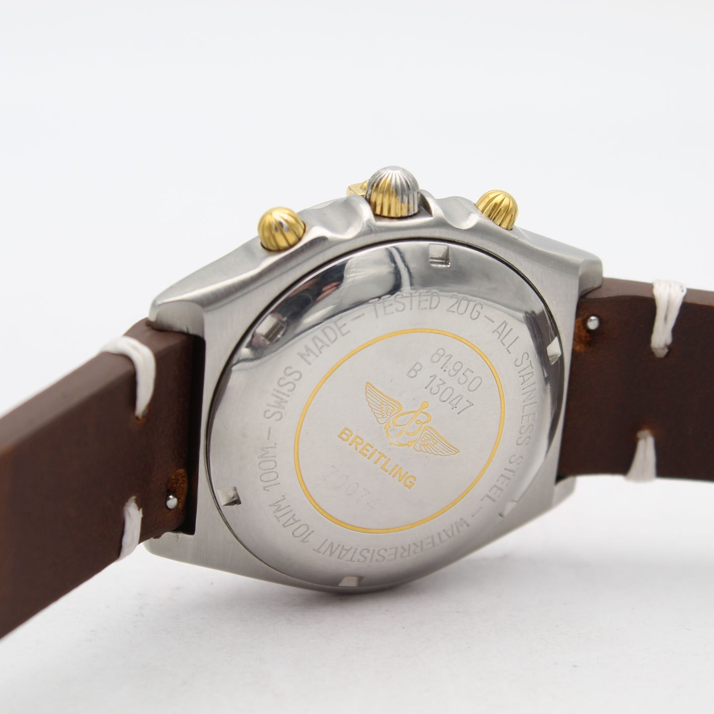 Breitling Chronomat B13047 (1990) - Black dial 39 mm Gold/Steel case (6/8)