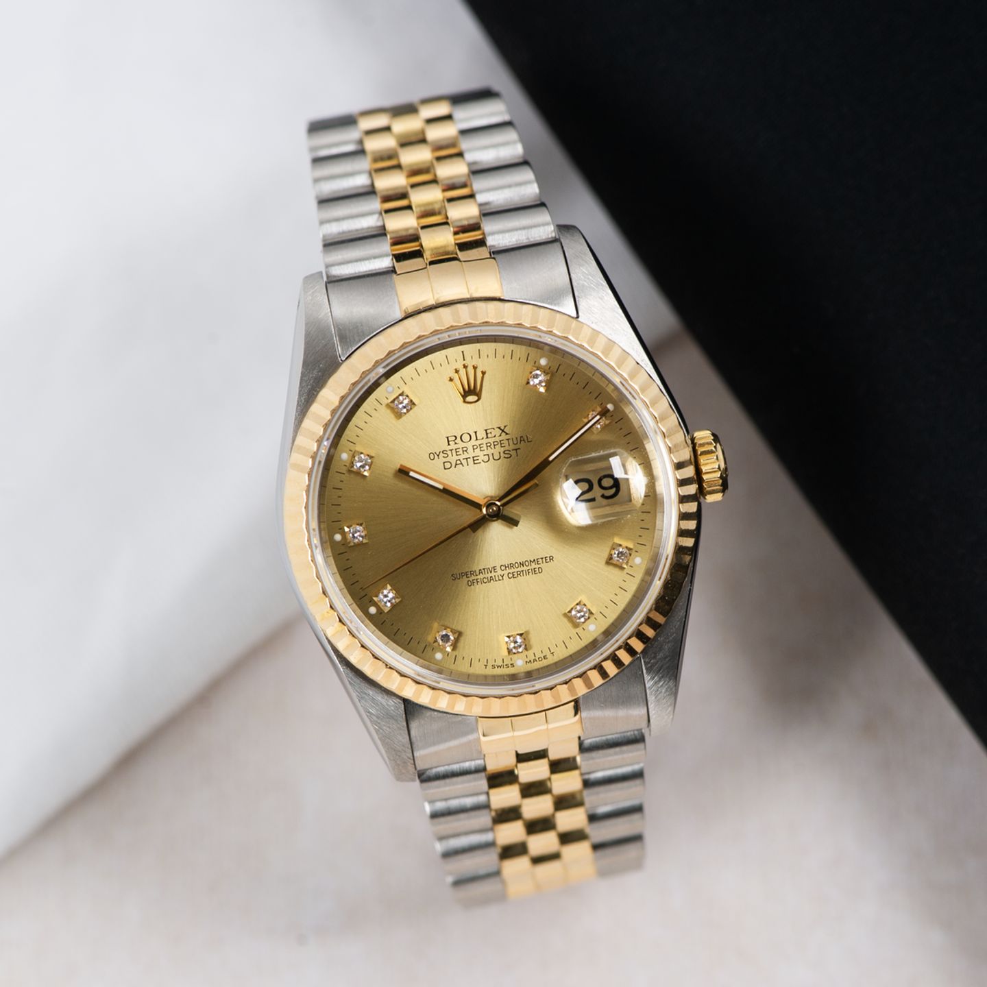 Rolex Datejust 36 16233 (1989) - Champagne dial 36 mm Gold/Steel case (1/8)