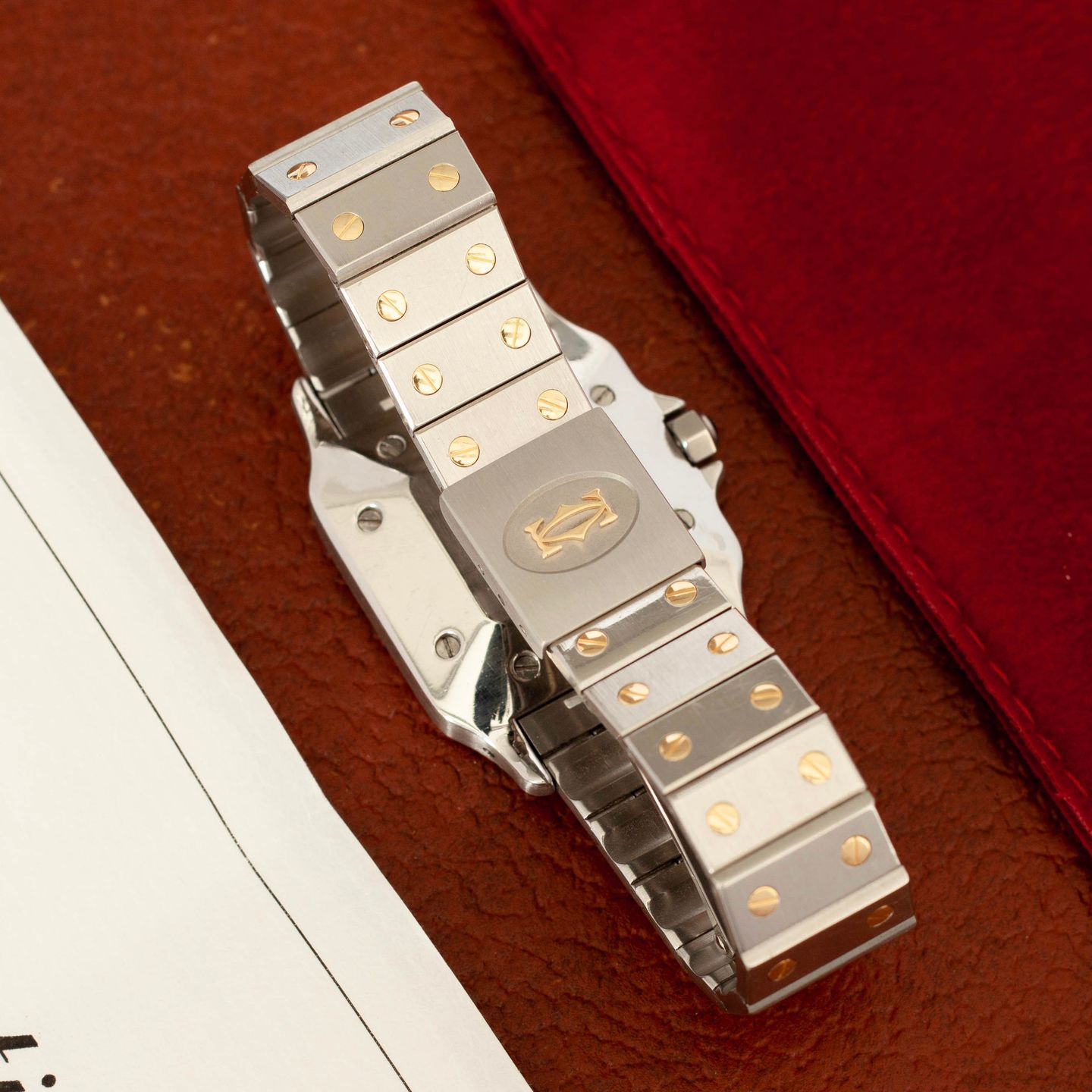 Cartier Santos 2961 (Unknown (random serial)) - White dial 29 mm Gold/Steel case (7/8)