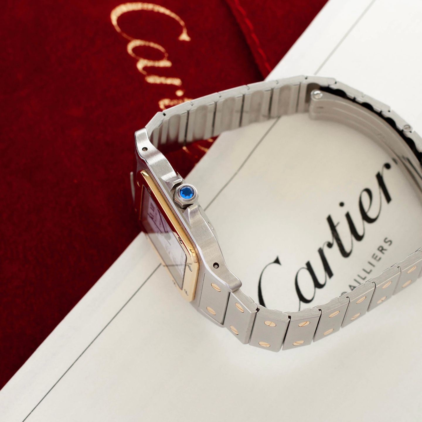 Cartier Santos 2961 (Unknown (random serial)) - White dial 29 mm Gold/Steel case (6/8)