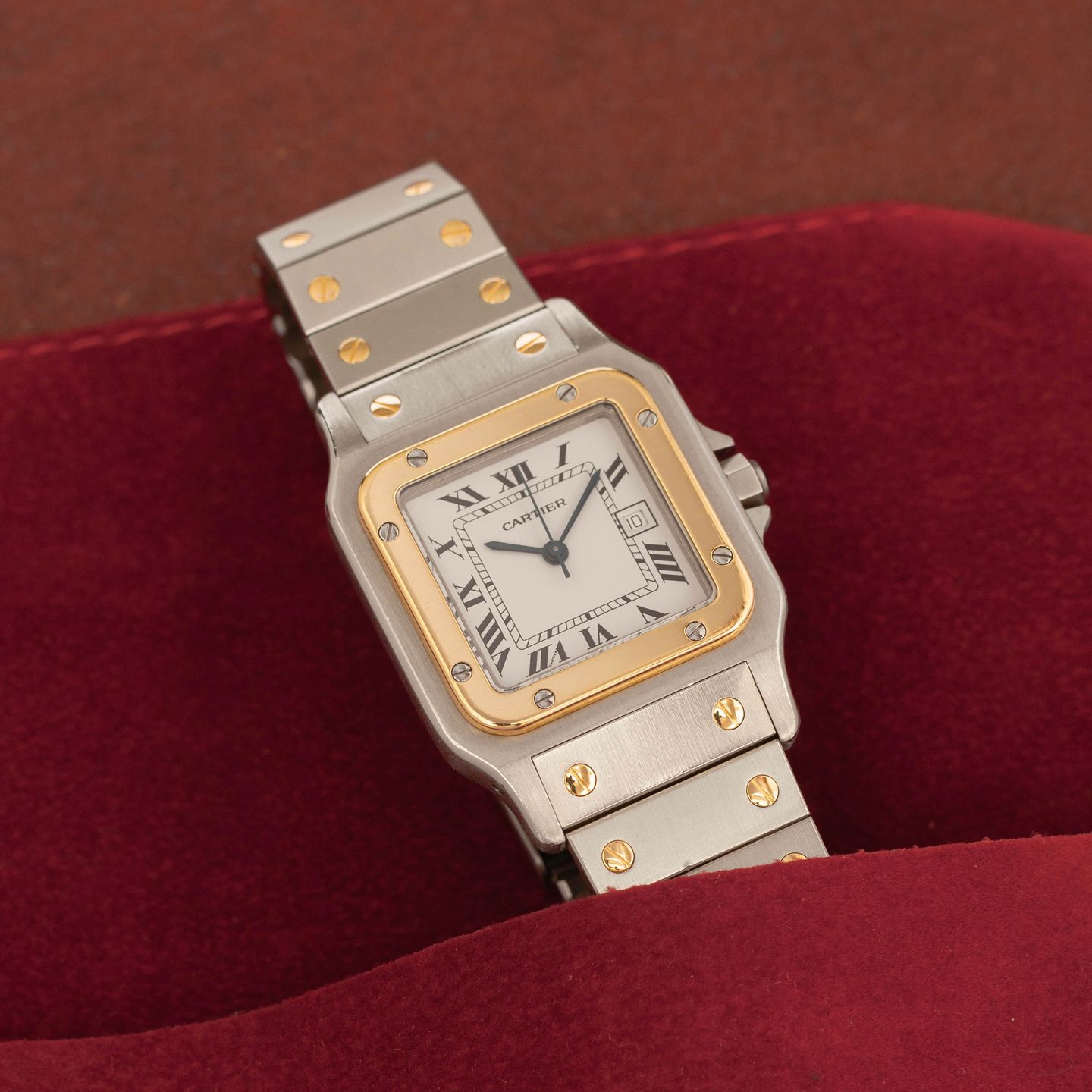 Cartier Santos 2961 (Unknown (random serial)) - White dial 29 mm Gold/Steel case (1/8)