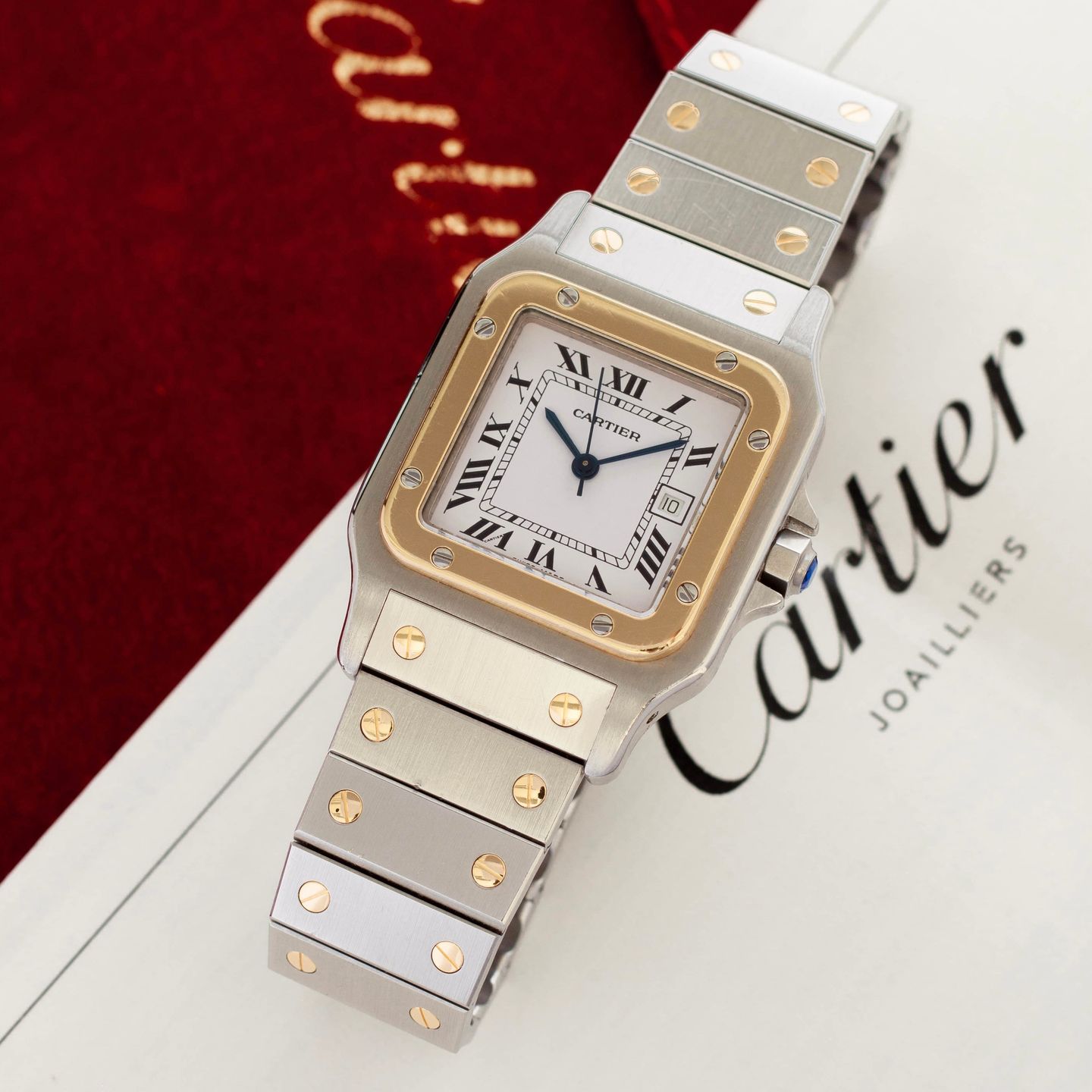 Cartier Santos 2961 (Unknown (random serial)) - White dial 29 mm Gold/Steel case (4/8)