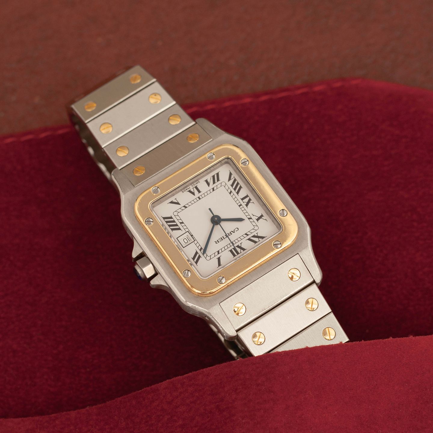 Cartier Santos 2961 (Unknown (random serial)) - White dial 29 mm Gold/Steel case (5/8)