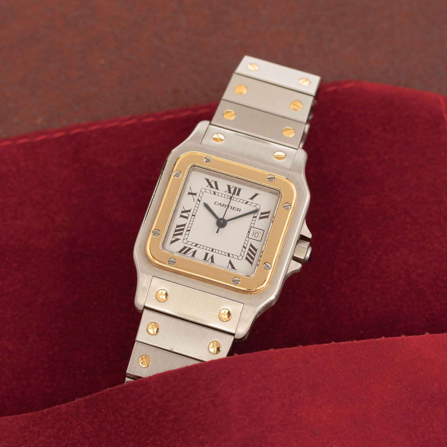 Cartier Santos 2961 (Unknown (random serial)) - White dial 29 mm Gold/Steel case (3/8)