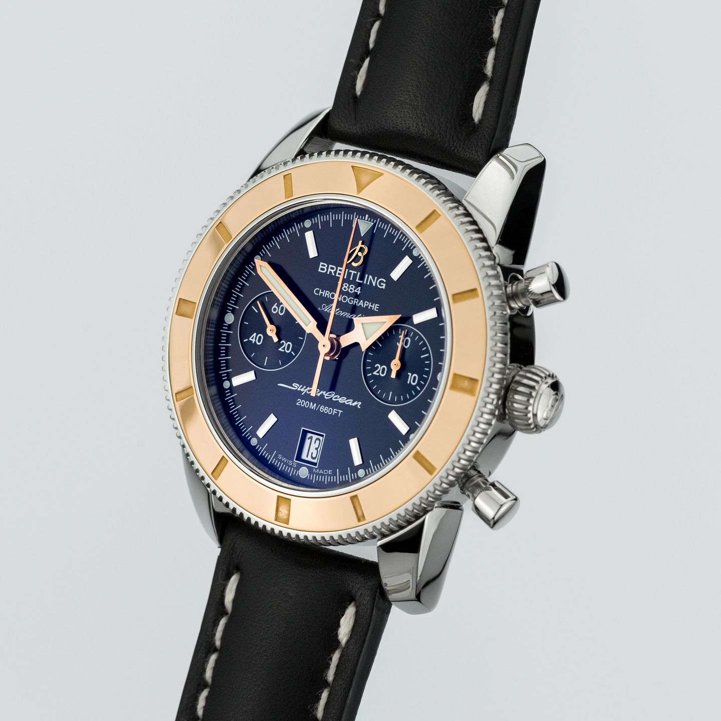 Breitling Superocean Heritage Chronograph U2337012/BB81-200S (Onbekend (willekeurig serienummer)) - Zwart wijzerplaat 44mm Goud/Staal (3/8)