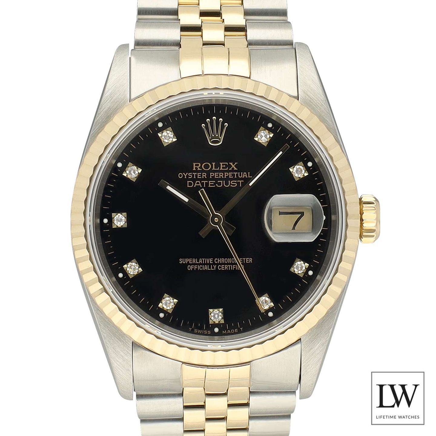 Rolex Datejust 36 16233 (1991) - Black dial 36 mm Gold/Steel case (2/8)