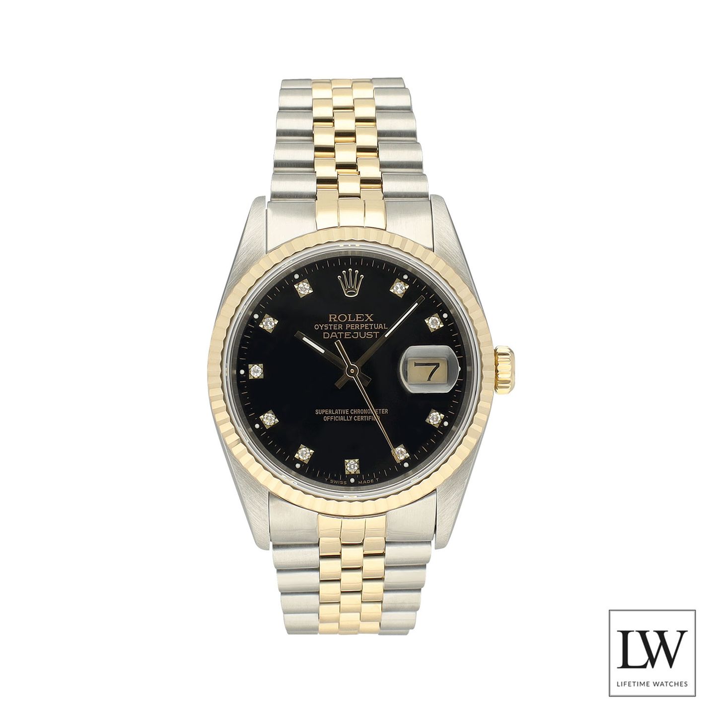 Rolex Datejust 36 16233 (1991) - Black dial 36 mm Gold/Steel case (3/8)