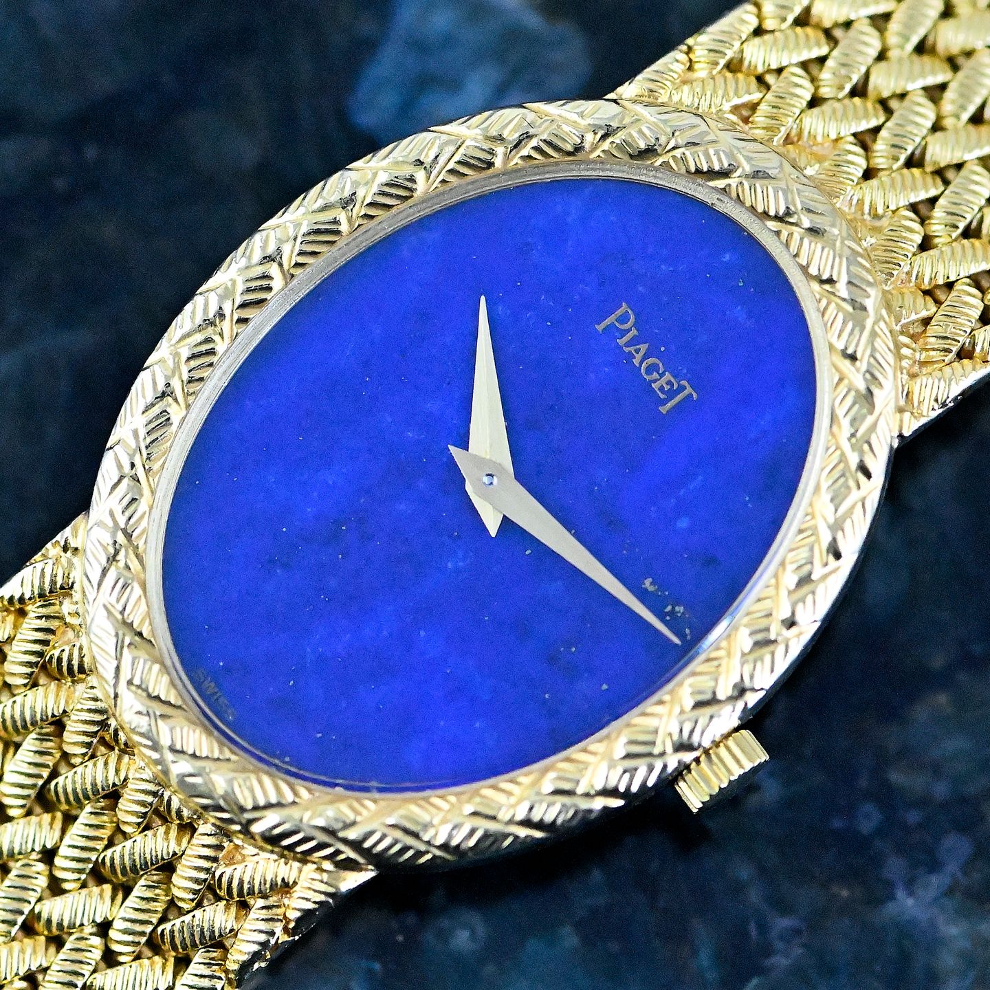 Piaget Vintage 9862 D 3 (1974) - Blue dial 32 mm Yellow Gold case (3/8)