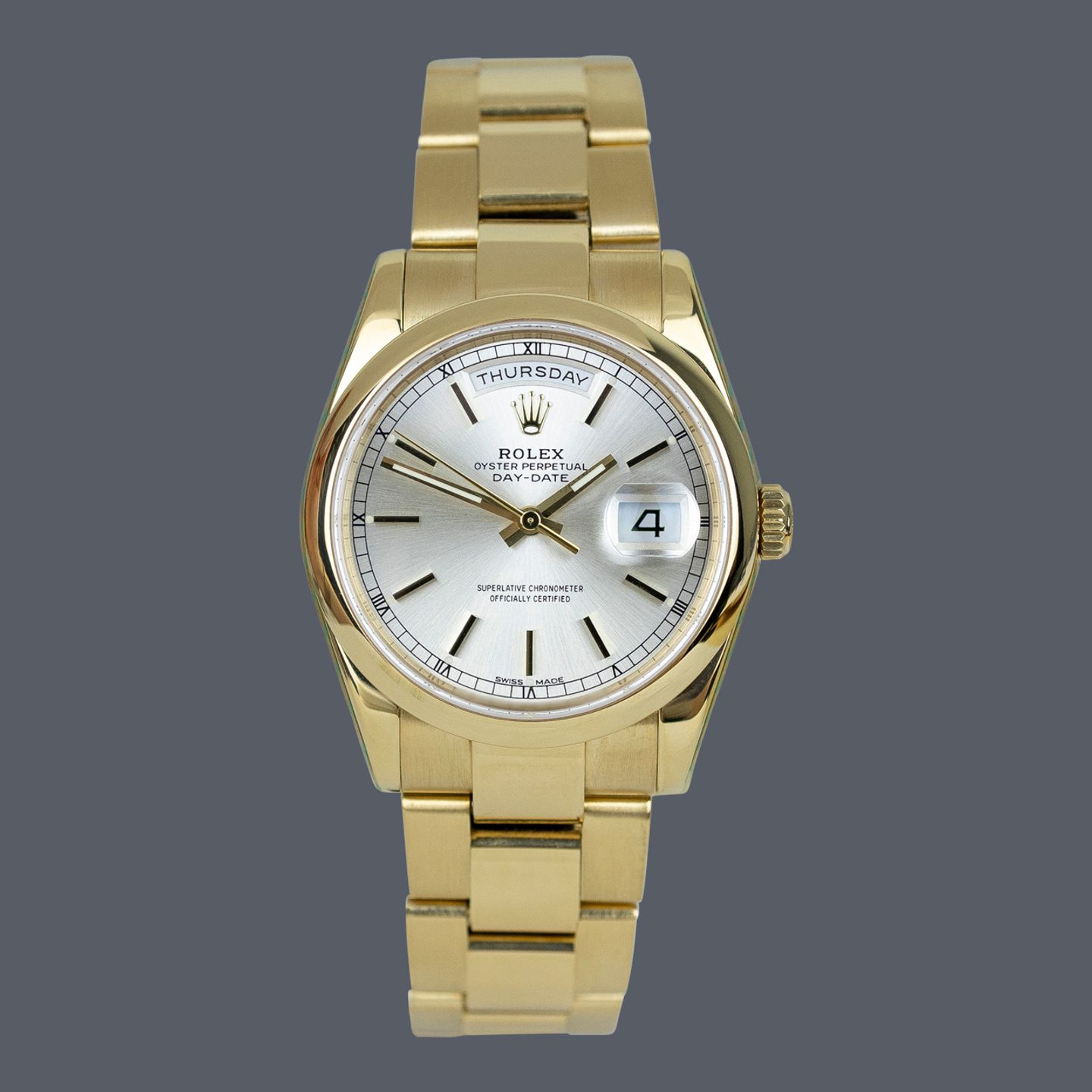 Rolex Day-Date 36 118208 (2001) - Champagne wijzerplaat 36mm Geelgoud (1/1)